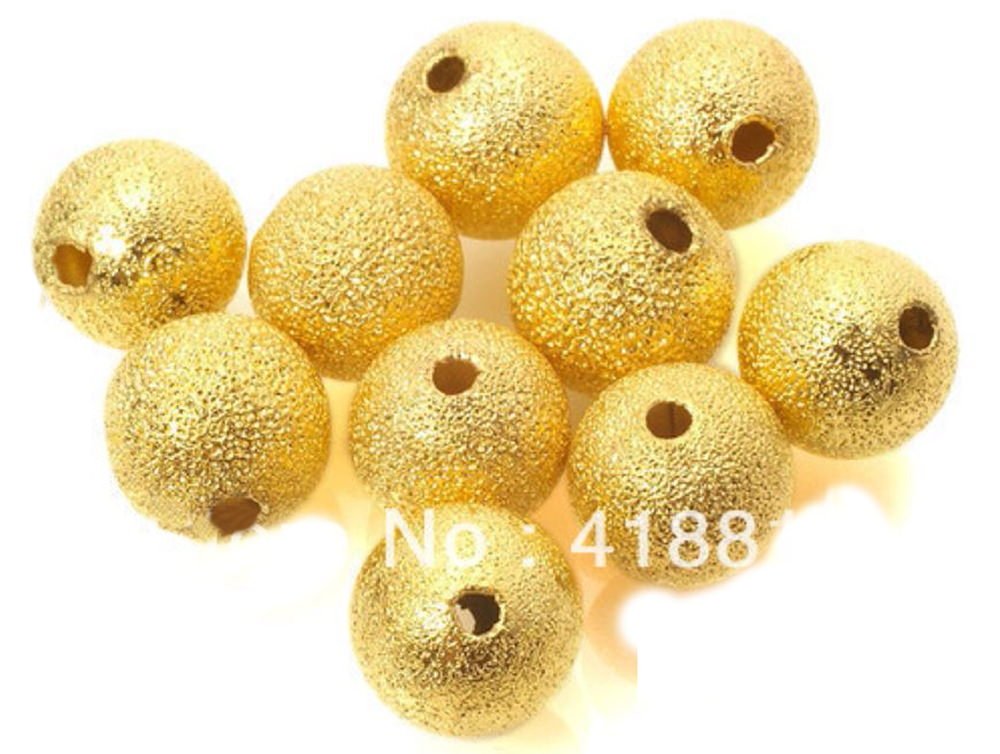 100pcs 6mm Round Stardust Loose Beads - 18K Gold Plated Brass Spacer Beads for DIY Jewelry Making, Bracelets, Necklaces & Craft Projects - Perfect for Handmade Gifts & Boho Style Accessories