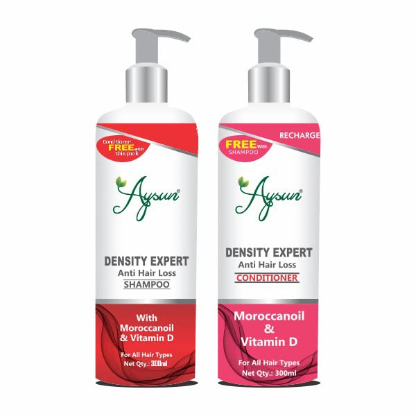 Aysun Density Expert Shampoo & Conditioner Set for Thicker Hair - 2 Pack Combo for Hair Growth & Volume - Perfect for Daily Use & Damaged Hair Care