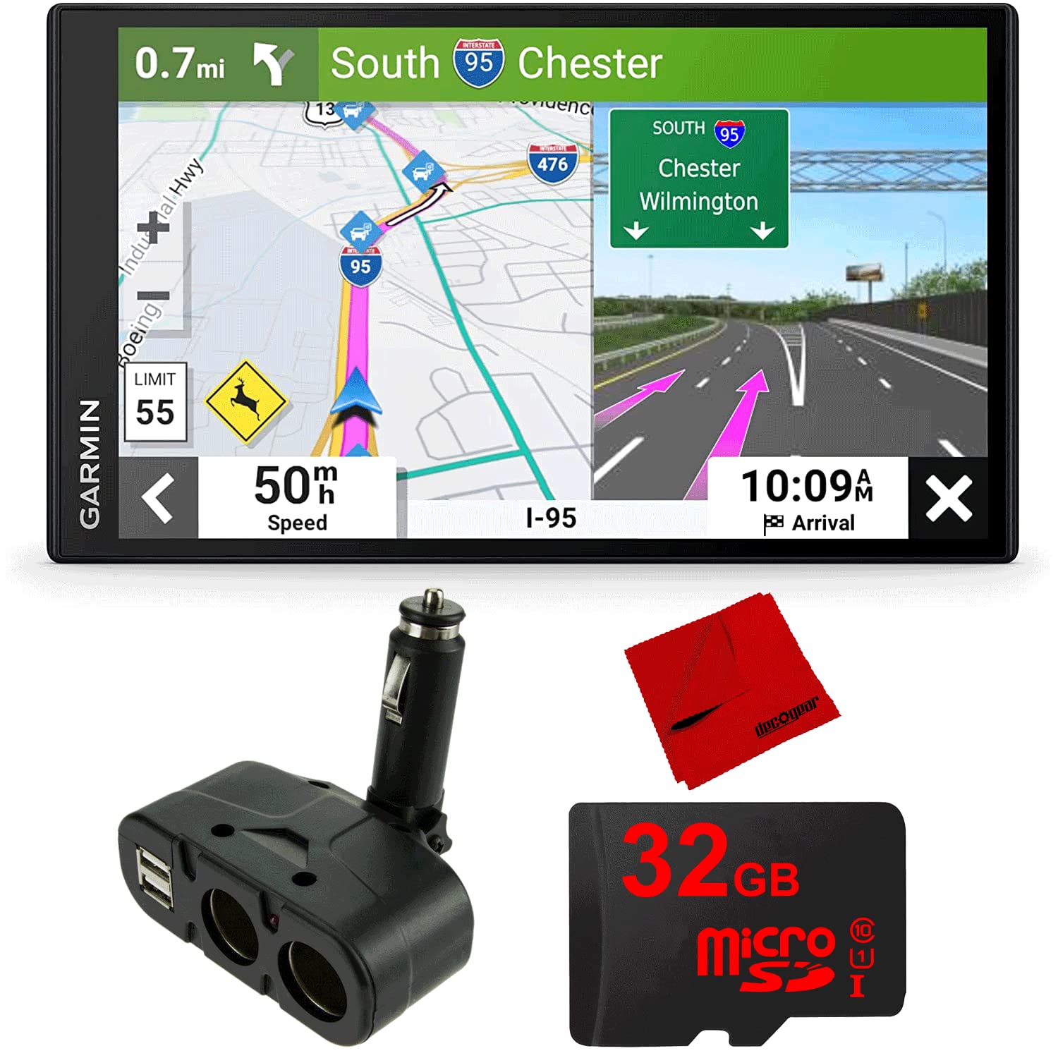Garmin DriveSmart 66 6-Inch GPS Navigator with USB Car Charger Bundle - 010-02469-00 - Accurate Turn-by-Turn Directions for Road Trips & Daily Commutes