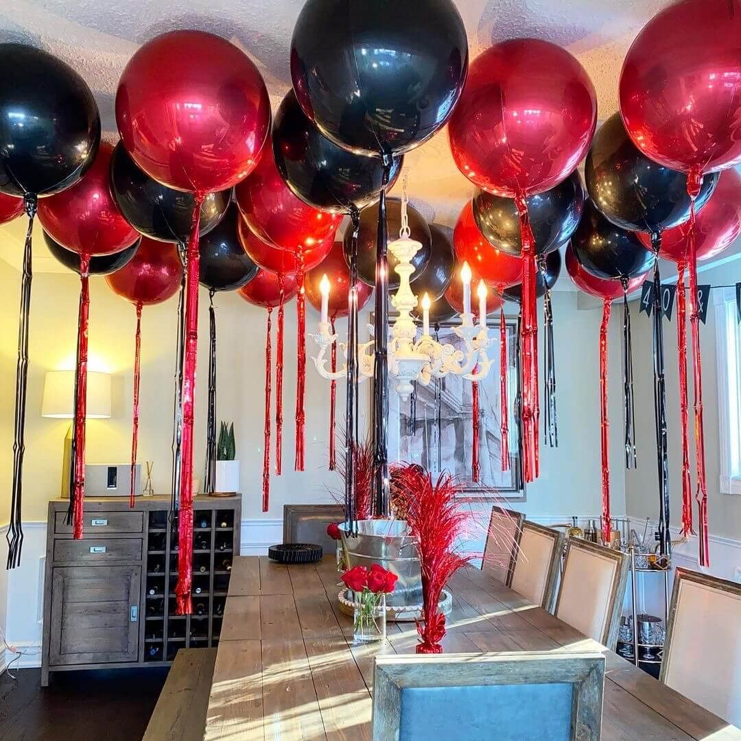 6 Pack 22 Inch 4D Red Metallic Foil Balloons - Large Round Party Balloons for Wedding, Birthday, Bridal Shower, Baby Shower Decorations - Perfect for Indoor & Outdoor Party Decor, Photo Backdrops, and Celebration Events