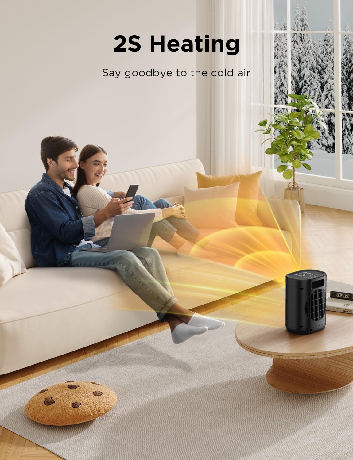 1500W Fast Heating Ceramic Space Heater with Thermostat & 24H Timer - Overheat & Tip-over Protection - Quiet Electric Heater for Office, Bedroom, Living Room - Perfect for Winter Home & Workspace Warmth