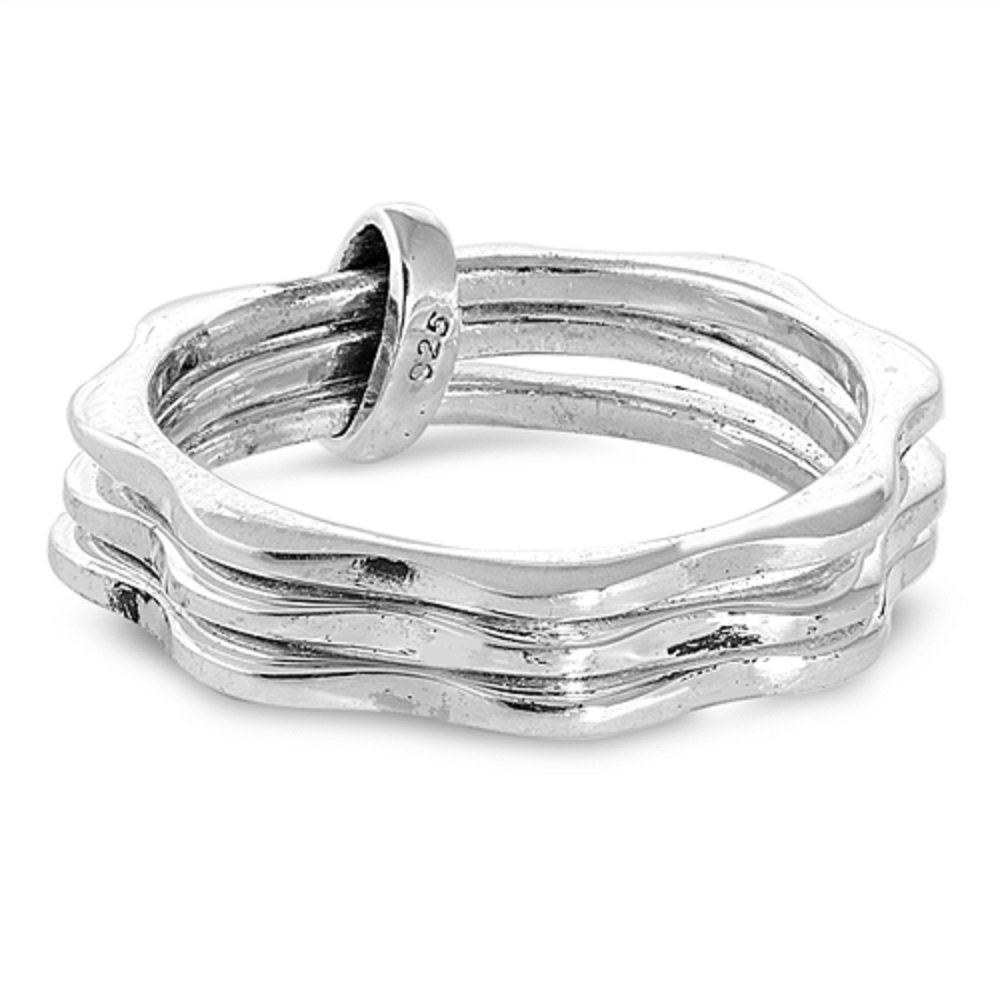 925 Silver Tri Wavy Bands Ring for Women | Boho Jewelry Gift