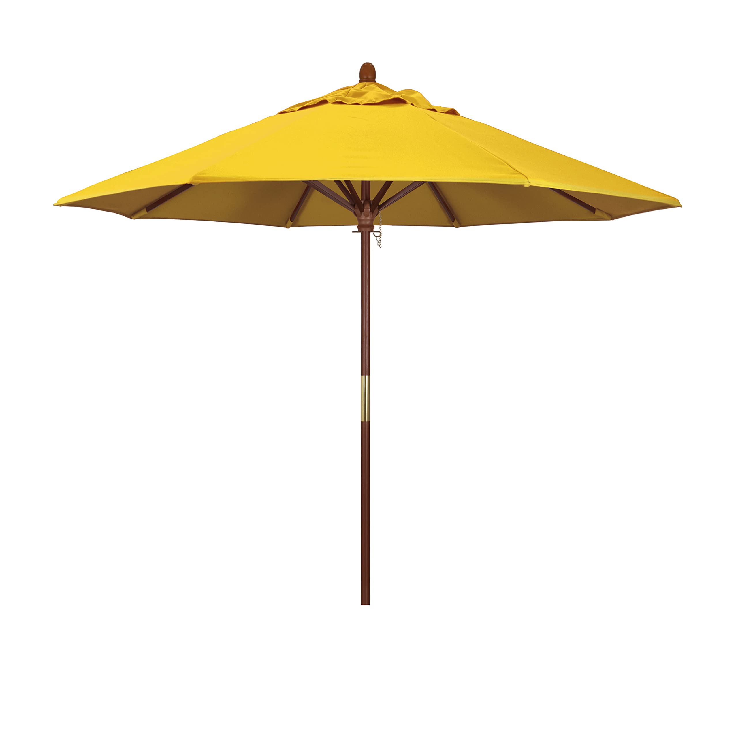 9' Wooden Market Umbrella - Push Open Pin Stop, Sunflower Yellow for Outdoor Dining & Patio