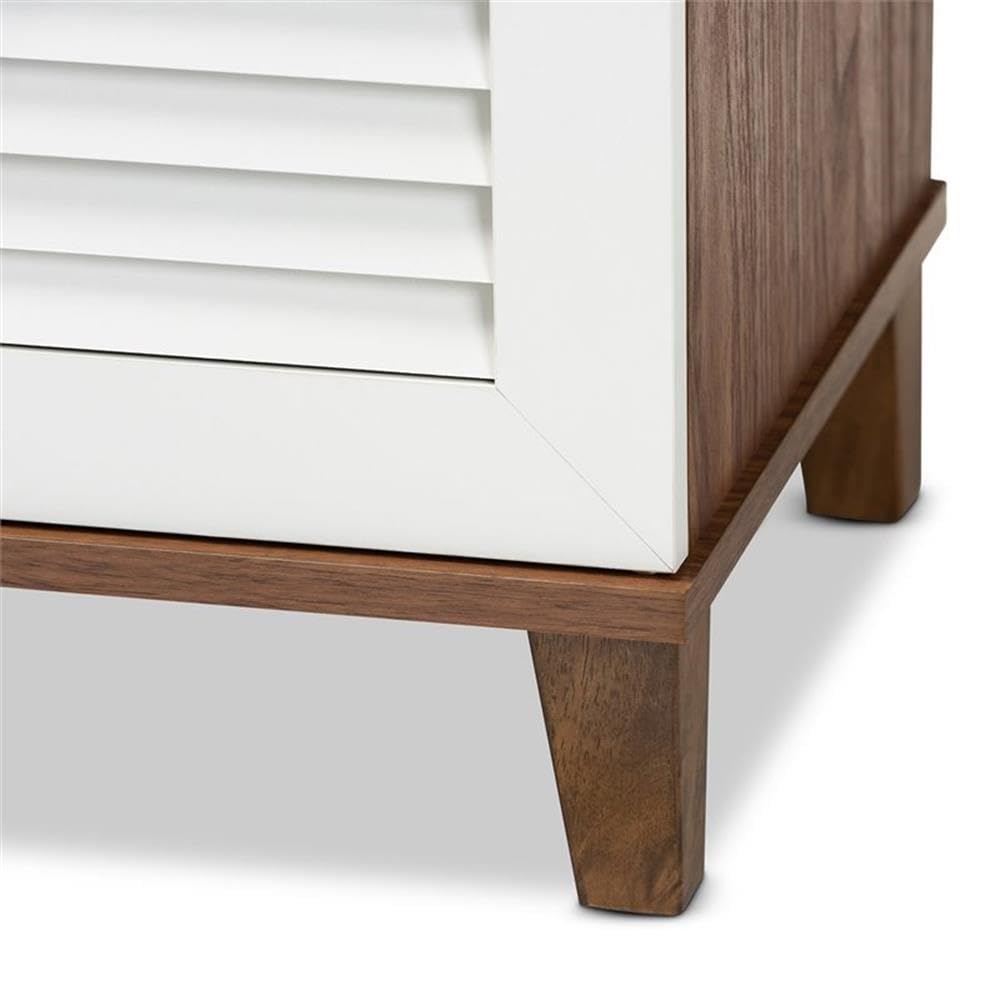 BOWERY HILL Modern Walnut 8-Shelf Shoe Storage Cabinet - Contemporary Shoe Organizer for Entryway, Closet & Bedroom Organization