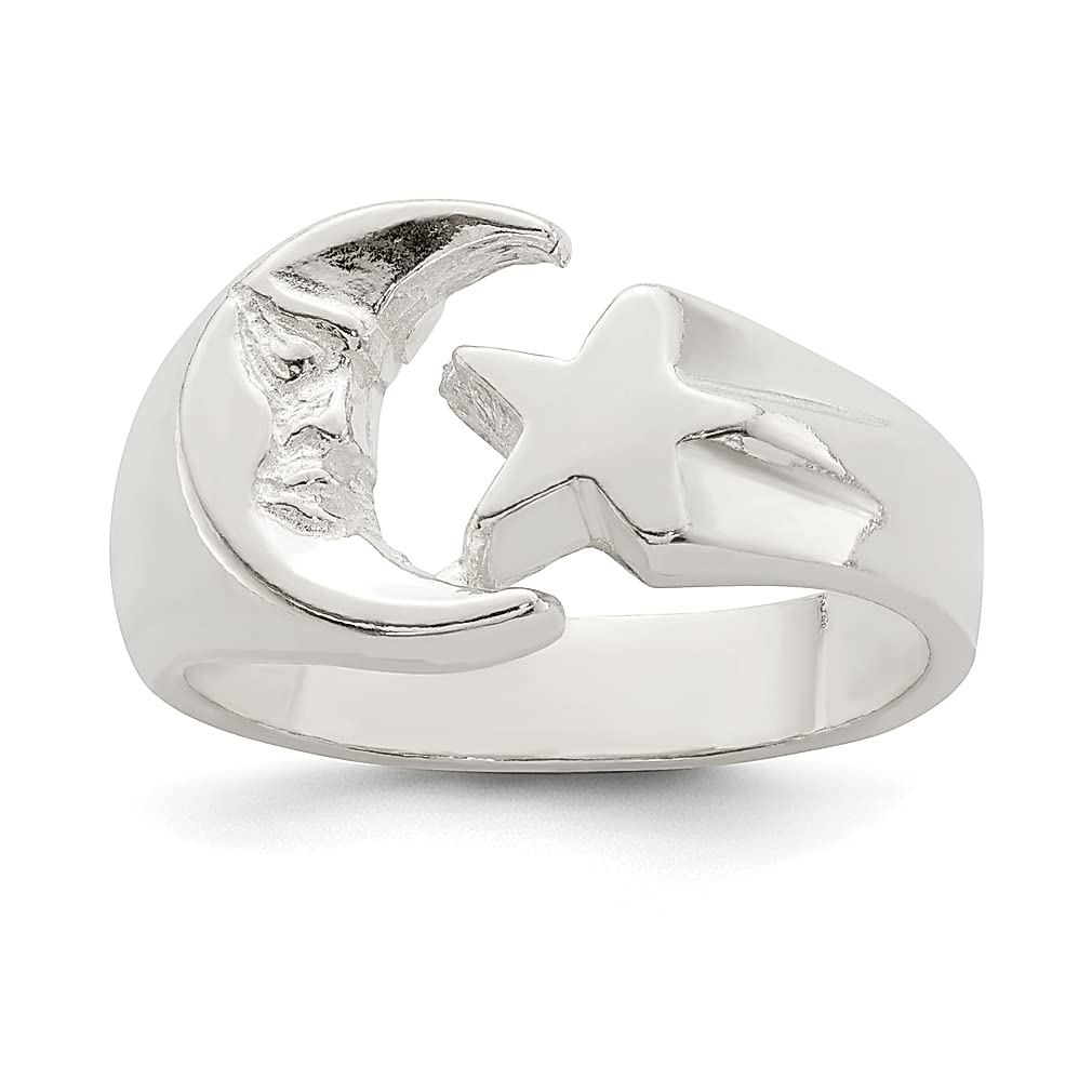 925 Sterling Silver Crescent Moon Star Ring for Women - Dainty Sun Fine Jewelry Gift for Her - Perfect for Birthdays, Anniversaries & Everyday Boho Style