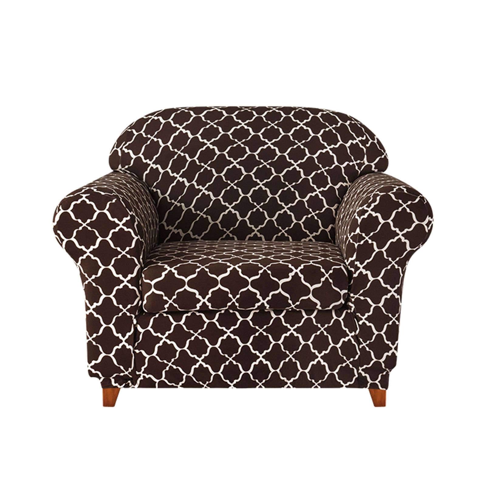 Stretch Sofa Cover for 3 Cushion Couch - Non-Slip Sofa Slipcover, Anti-Scratch Furniture Protector - Soft 2-Piece Couch Cover for Home Décor in Coffee Color (1 Seater) - Perfect for Living Room, Apartment & Pet-Friendly Homes