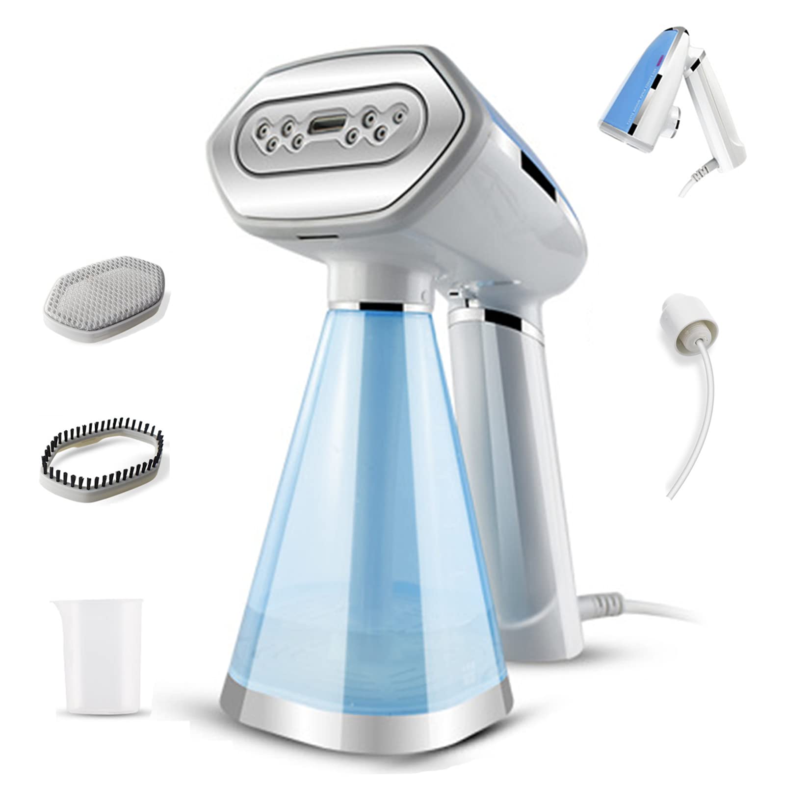 Atefa Portable Handheld Garment Steamer for Clothes - 350ml Large Water Tank, Fast Heating, 2 Steam Modes & 2 Brushes - Perfect for Travel, Home Use, and Removing Wrinkles from Dresses, Shirts, Suits, and Curtains