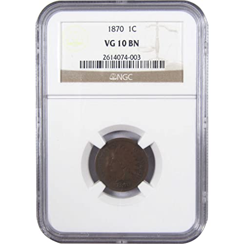 1870 Indian Head Cent VG 10 NGC Certified Bronze Penny - Rare US Coin for Collectors | Perfect for Coin Collections, Historical Displays & Investment Portfolios