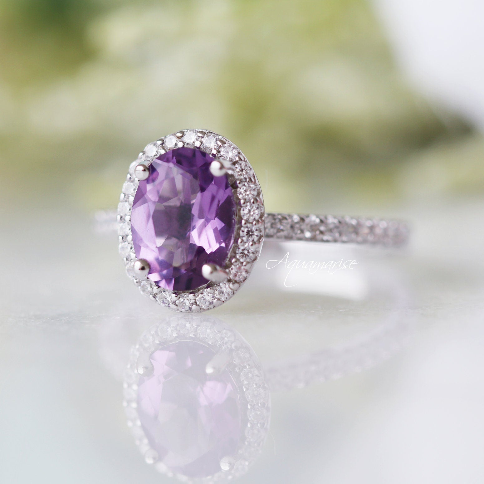 Authentic Iris Amethyst Sterling Silver Ring for Women | Elegant Purple Gemstone Jewelry | Perfect for Valentine's Day, Anniversary & Birthday Gifts