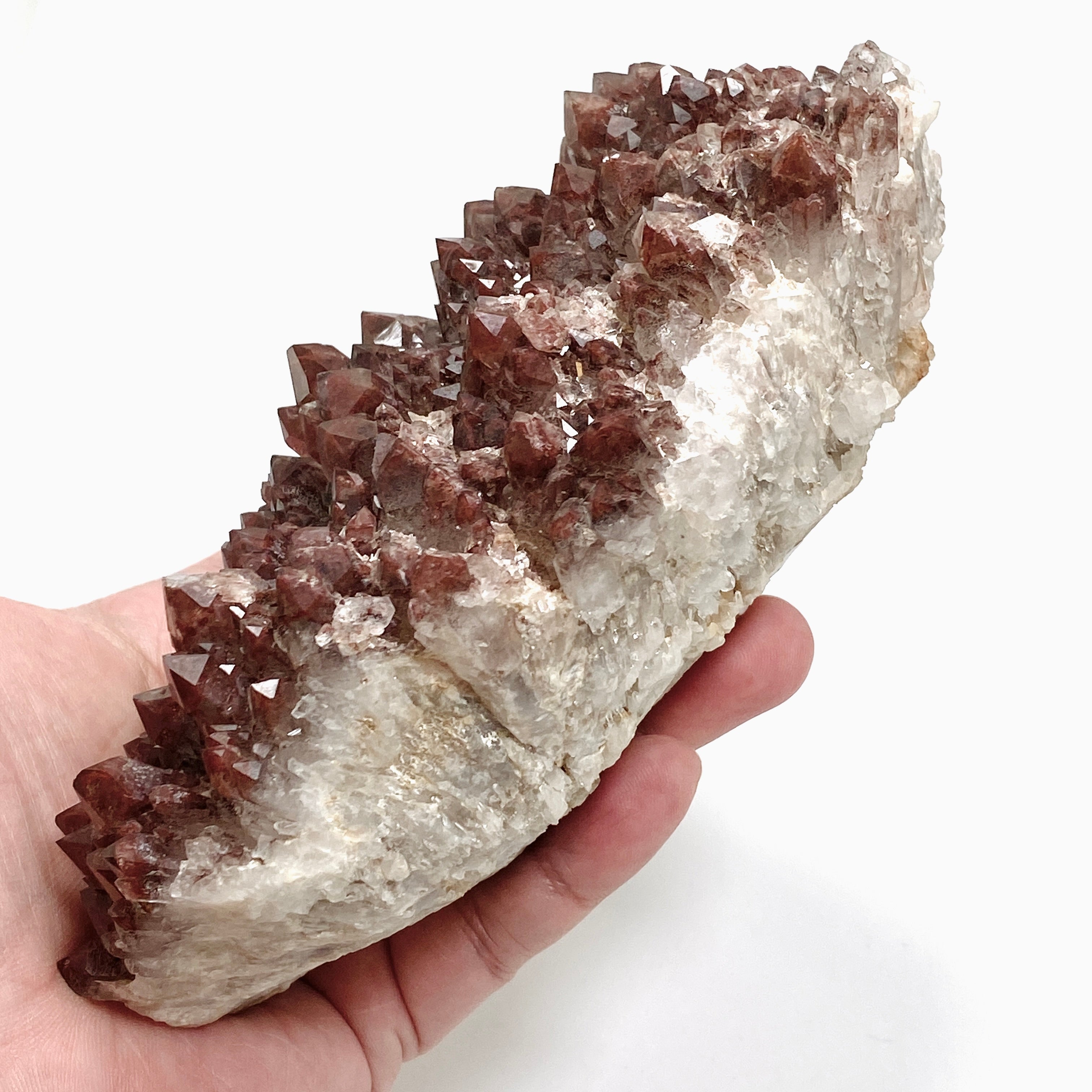 Natural Red Hematite Phantom Quartz Crystal Cluster from Zambia - CR3721 | Healing Stone for Meditation, Energy Work & Home Decor
