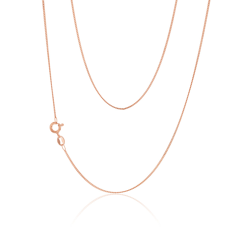 50cm Sterling Silver & Rose Gold Plated Curb Link Chain Necklace for Women - Elegant Layering Piece for Everyday Wear & Special Occasions