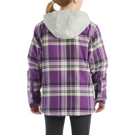 Youth Girls Long Sleeve Flannel Snap Front Hooded Shirt Jacket - Cozy Winter Wear for School & Outdoor Activities | Majesty