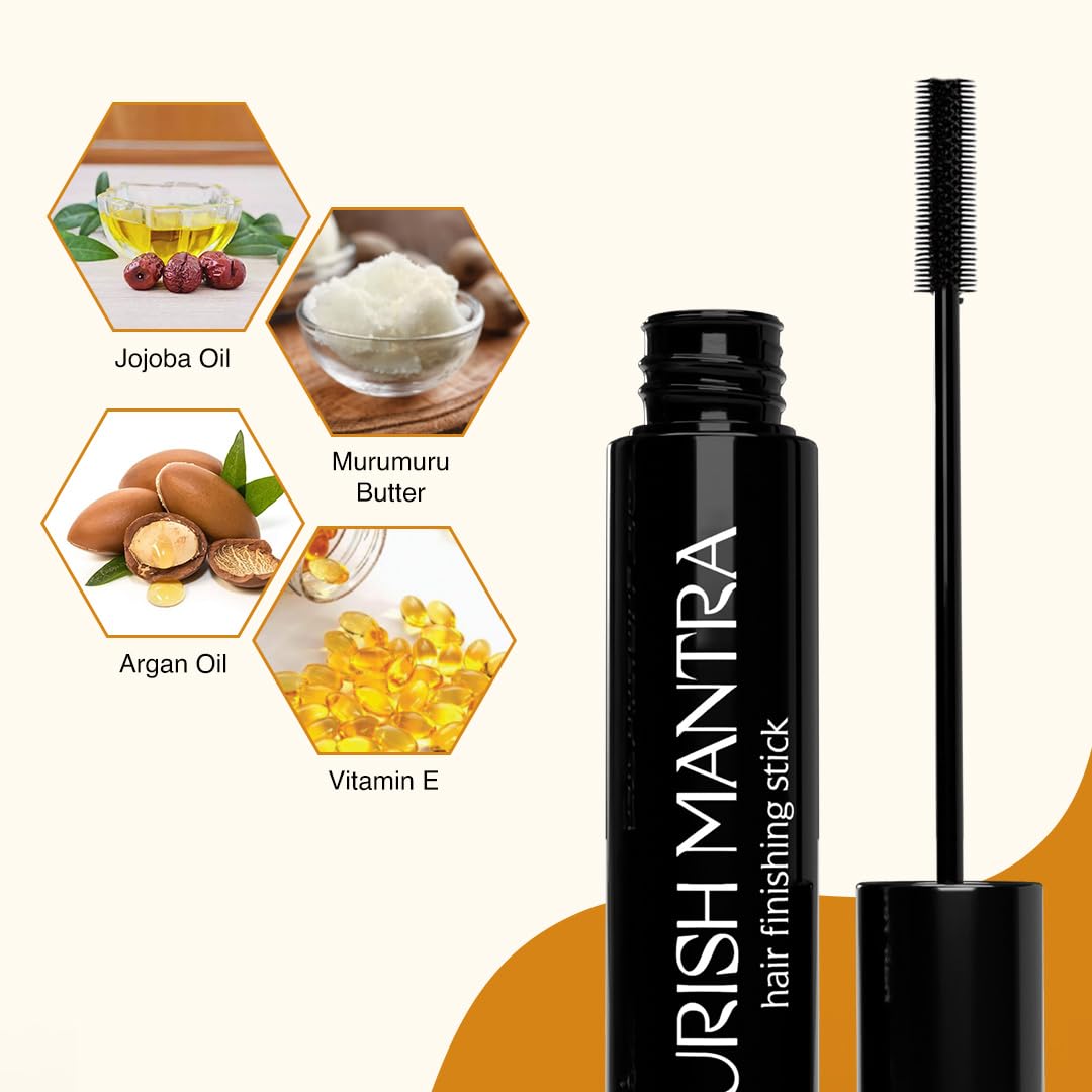 Nourish Mantra Hair Finishing Stick for Women - 12ml | Flyaway Hair Wax Stick | Non-Greasy & Non-Sticky Hair Gel | Hair Accessories for Styling & Smoothing | Perfect for Work, Travel & Everyday Use