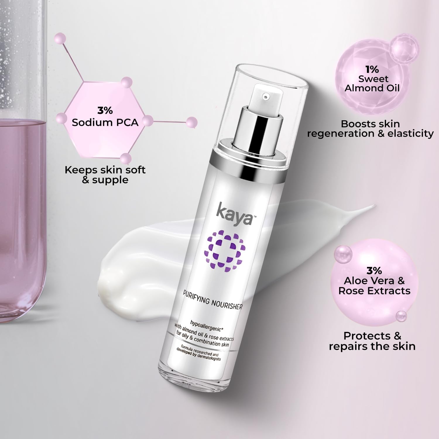 Kayae Acne Care Purifying Nourisher - Oil-Free Daily Moisturizer for Oily & Acne-Prone Skin | Gentle, Lightweight, Non-Greasy Formula | 50ml | Perfect for Day & Night Skincare Routine