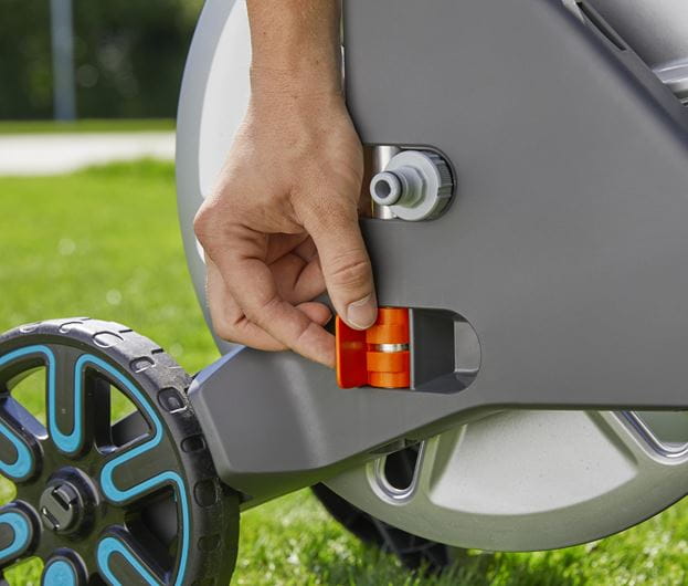 Garden Hose Reel Cart - Gardena CleverRoll L Easy Metal Hose Trolley 18550-20 for Outdoor Watering, Lawn Care & Car Washing