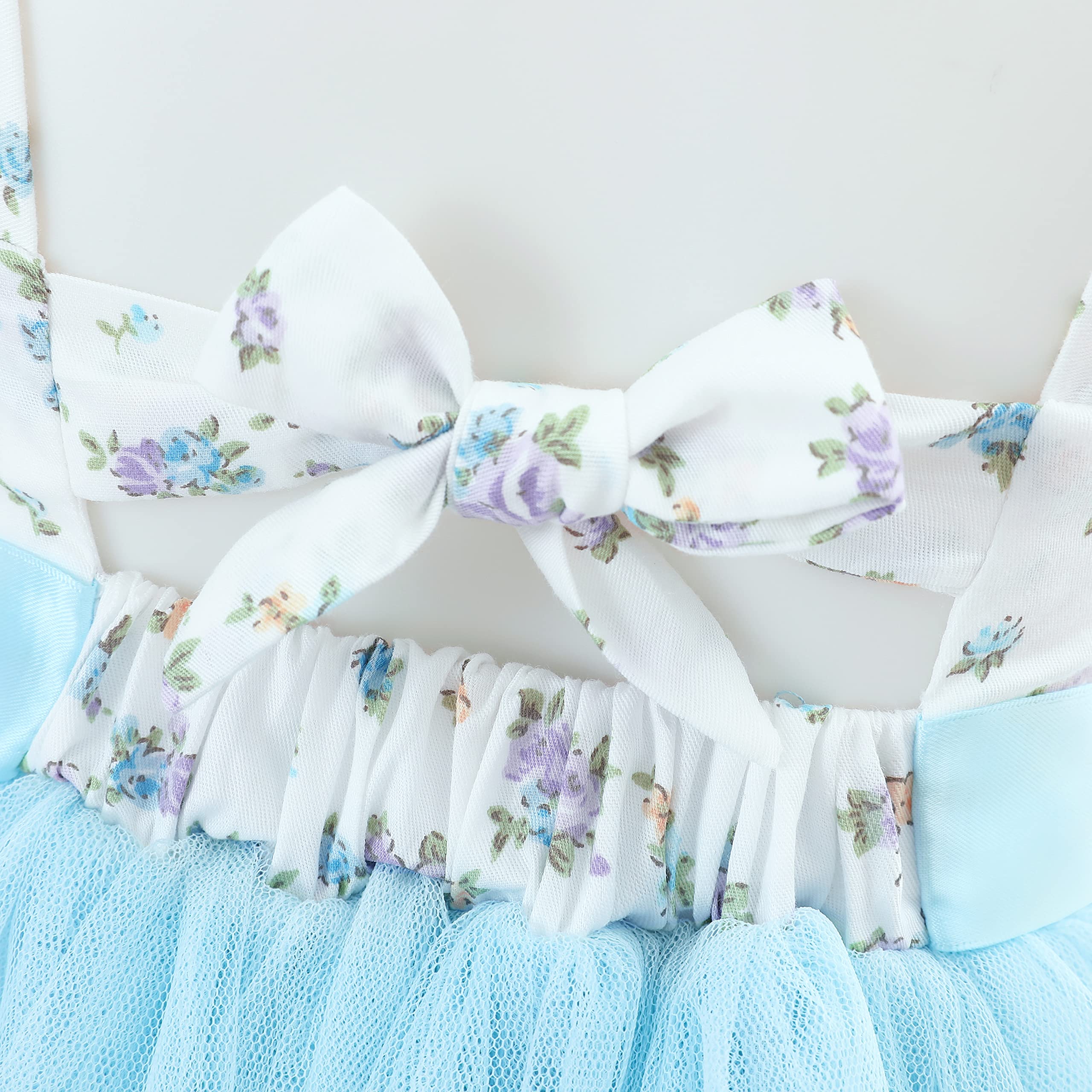 Flofallzique Girls Tulle Dress for Summer - Floral Lace Tea Party Dress for Toddlers | Wedding, Birthday, Easter & Casual Occasions | Perfect for Garden Parties, Photo Shoots & Special Events