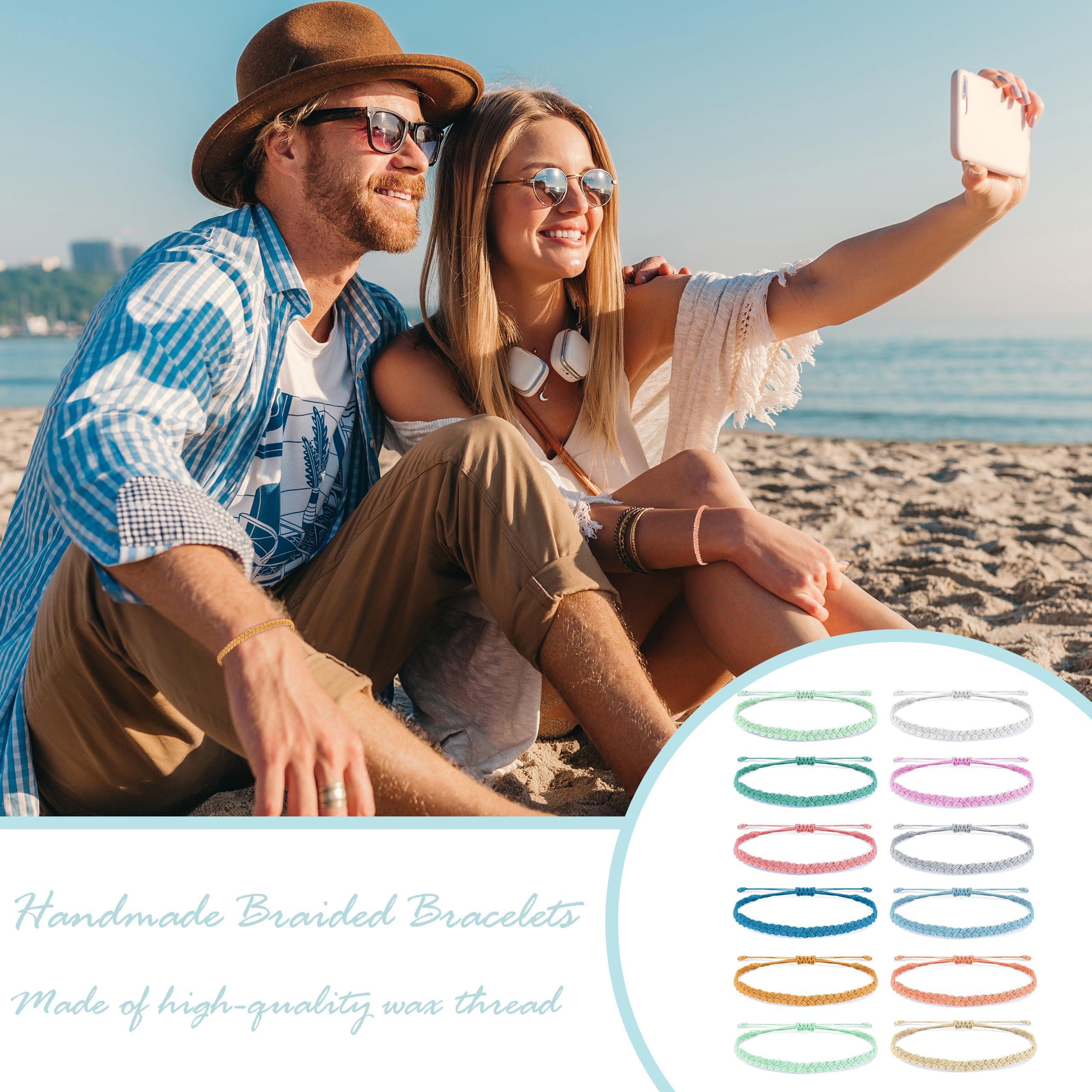 Trendy Adjustable String Bracelets for Women - Waterproof Friendship & Ankle Bracelets - Perfect for Summer, Beach, Surfing & Outfits - Great Gift & Stocking Stuffer Idea