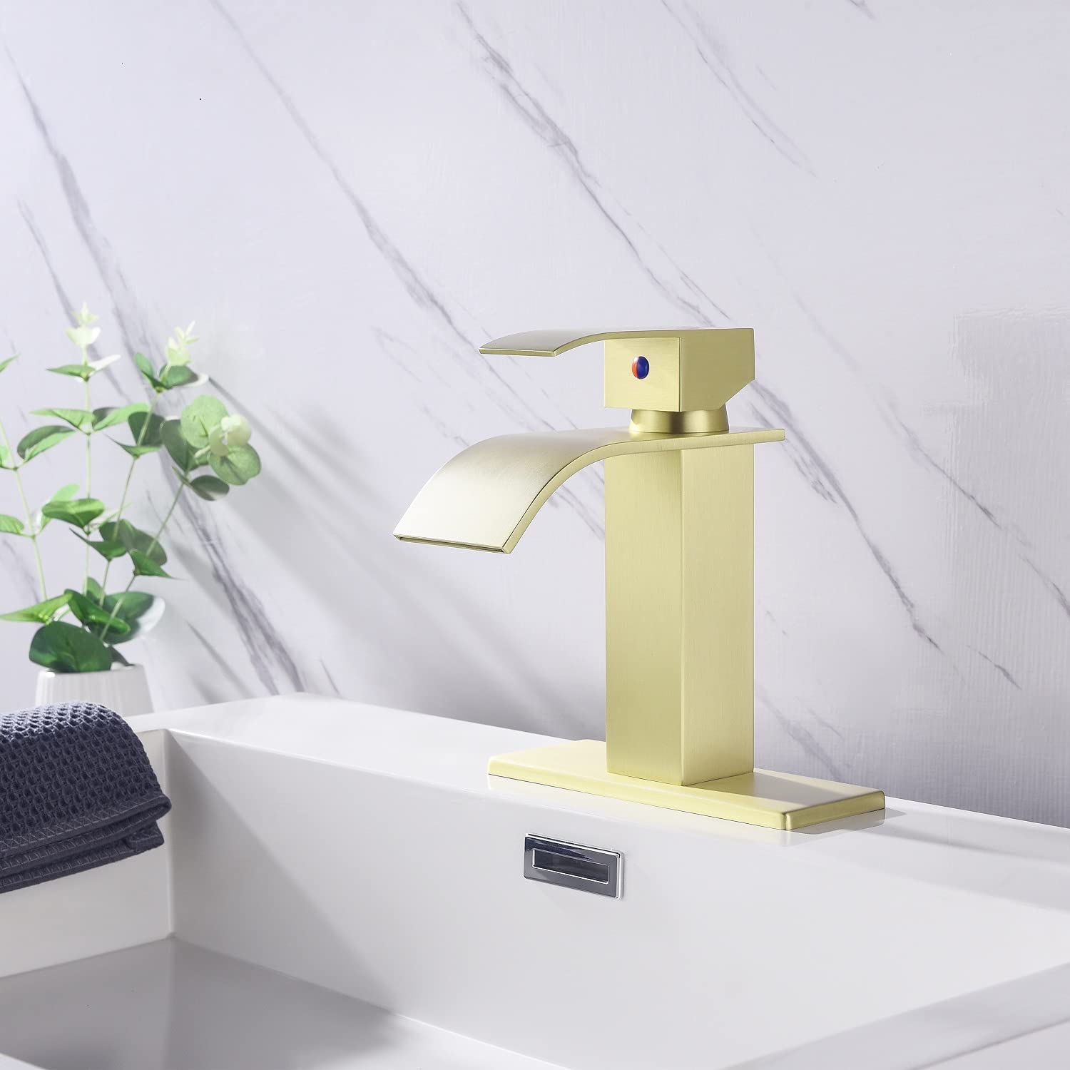 HuaZo Modern Bathroom Vanity Set with Single Handle Sink Faucet - Brushed Nickel & Brass Finish for Bathroom Remodeling | Perfect for Small Bathrooms, Powder Rooms & Guest Baths