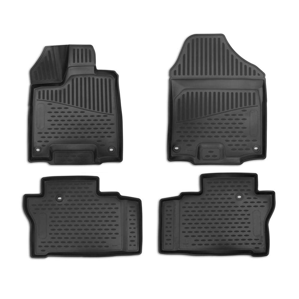 OMAC Custom Fit All Weather 3D Floor Mats for Honda Passport 2019-2021 - Laser Measured TPE Rubber Car Mats, Waterproof, Non-Slip, Odorless (Black) - Perfect for Daily Commute, Road Trips & Winter Protection