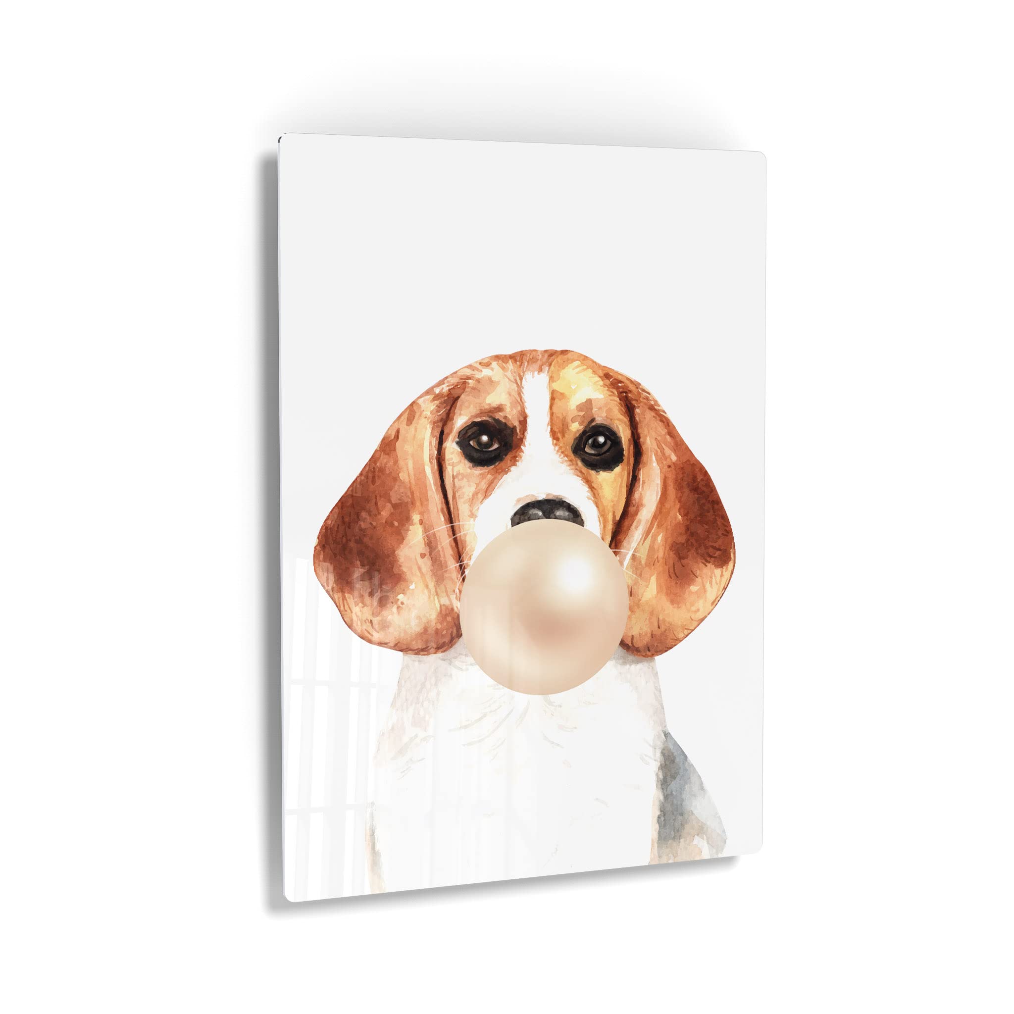 Beagle Dog Chewing Bubble Gum Metal Wall Art Print - 17x11 | Pet Lover Gift, Animal Pop Art for Office, Living Room, Bedroom & Nursery Decor | Unique Home & Wall Decor for Dog Lovers