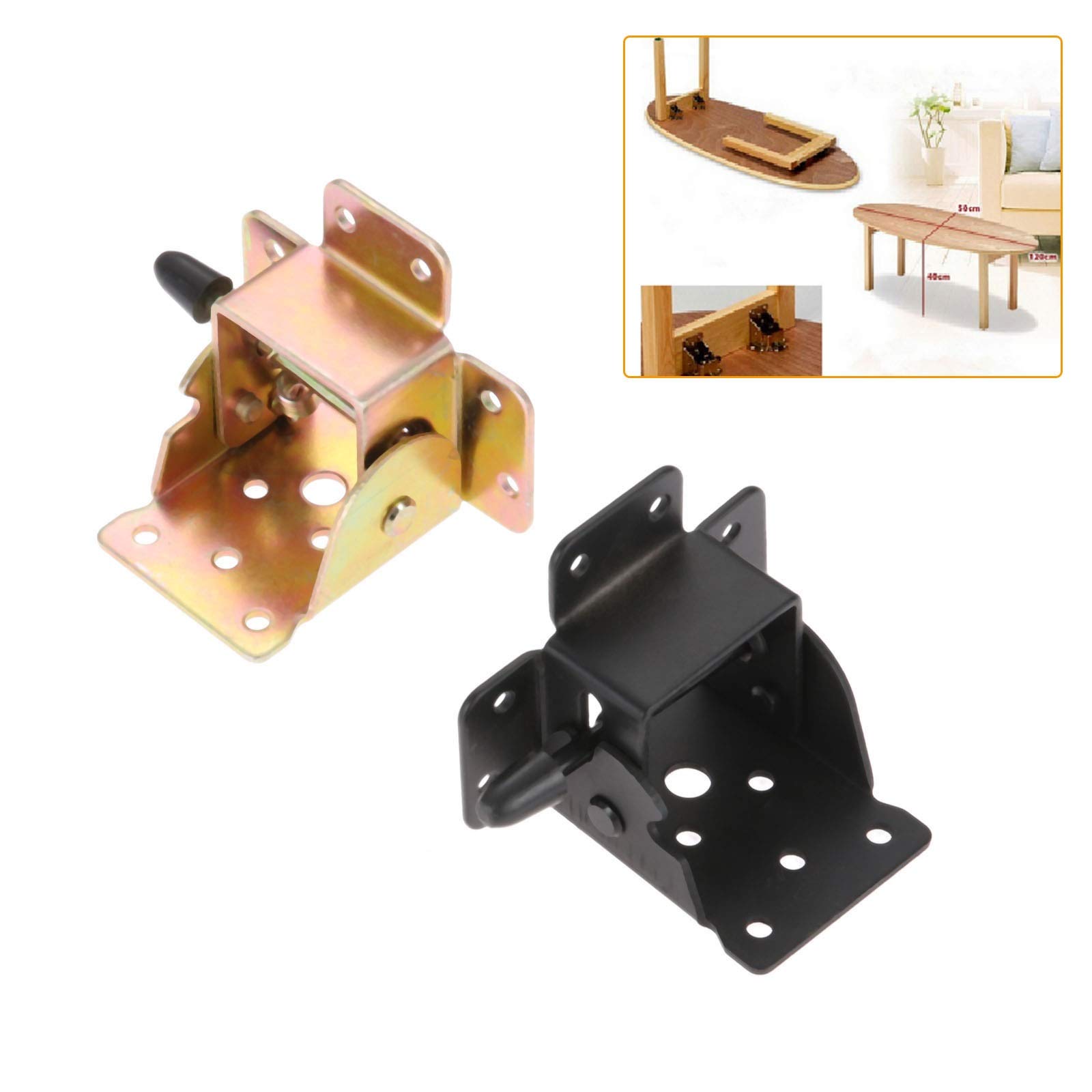 4-Pack Heavy Duty Metal Locking Folding Table Chair Leg Brackets - Spring Loaded Cabinet Hinges for Cupboard Door Furniture Hardware with Screws (Black) - Perfect for DIY Furniture Repair & Home Improvement Projects