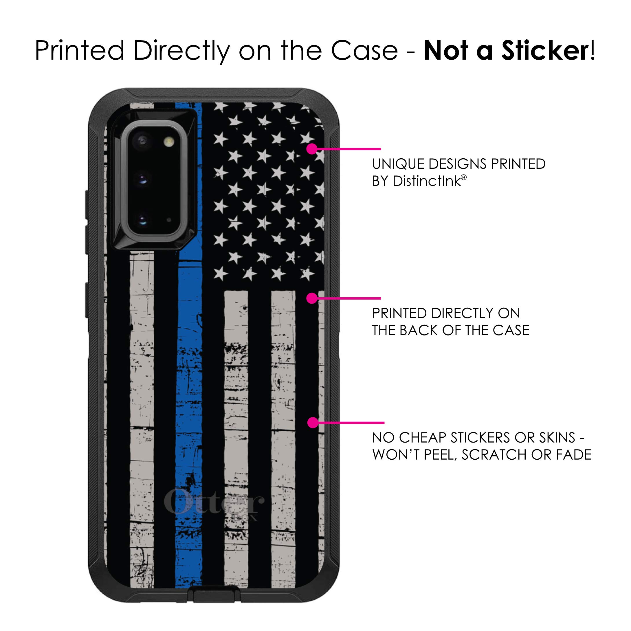 DistinctInk Protective Case for Samsung Galaxy S20 Ultra & S20 Ultra 5G (6.9 Inch) - Slim Thin Blue Line American Flag Design - Durable Replacement for OtterBox Defender - Show Support for Police & First Responders - Perfect for Everyday Use, Work & Outdoor Activities