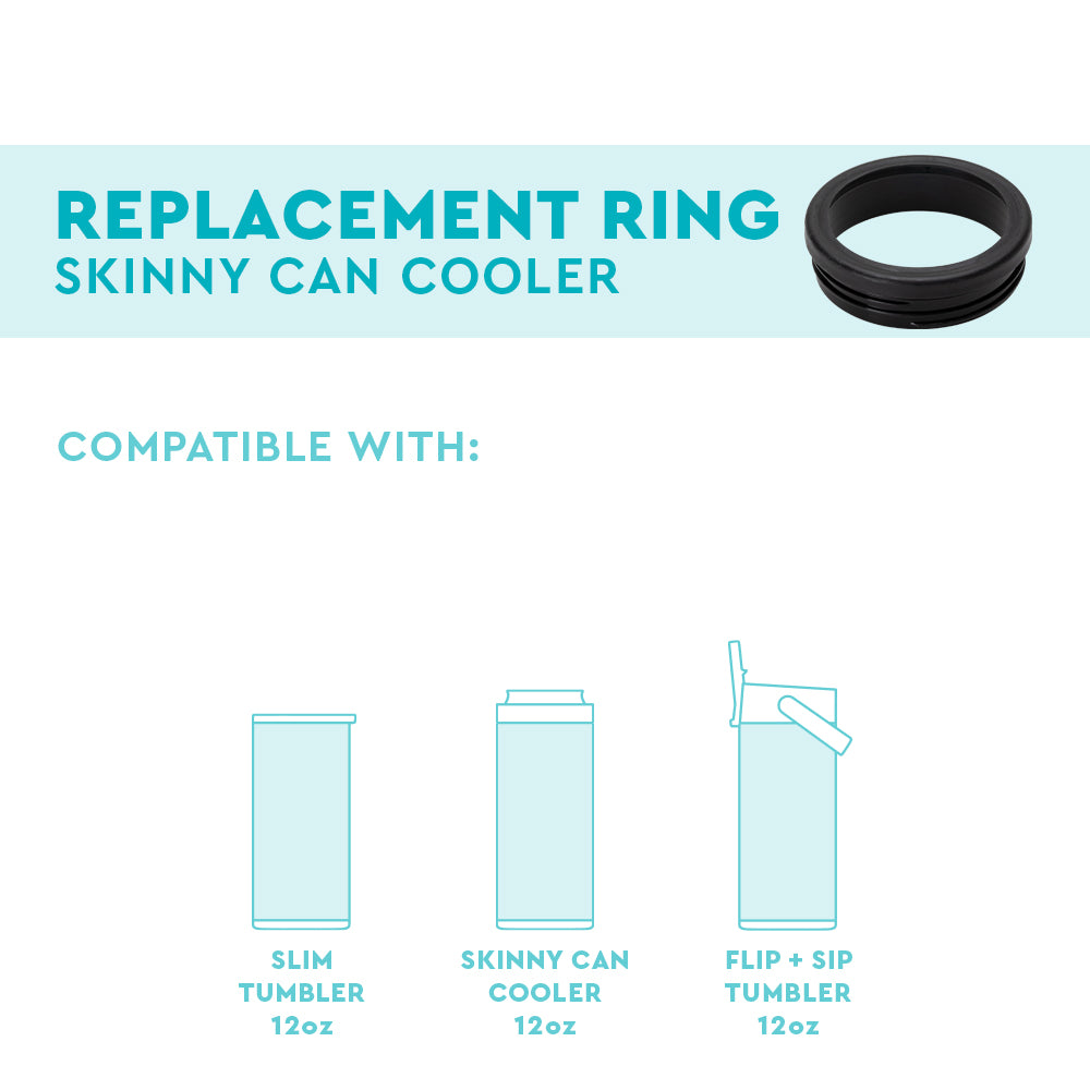 12oz Black Replacement Ring for Skinny Can Cooler - Keep Drinks Cold for Beer, Soda & Energy Drinks - Perfect for Parties, BBQs & Outdoor Events