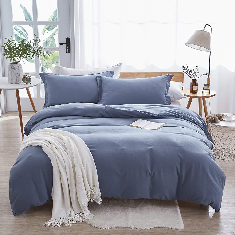 Dreaming Wapiti Queen Size Duvet Cover Set - Soft Washed Microfiber in Haze Blue | Breathable Bedding with Zipper Closure & Corner Ties | Perfect for Master Bedroom, Guest Room & Cozy Home Decor