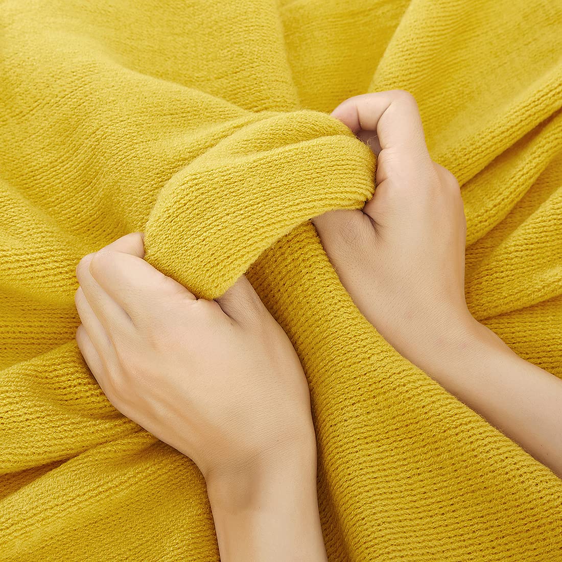 Homiest Decorative Knitted Throw Blanket with Fringe - Soft & Cozy Tassel Blanket for Couch, Sofa, Bed - Mustard Yellow, 50x60 Inches - Perfect for Living Room, Bedroom & Winter Snuggling