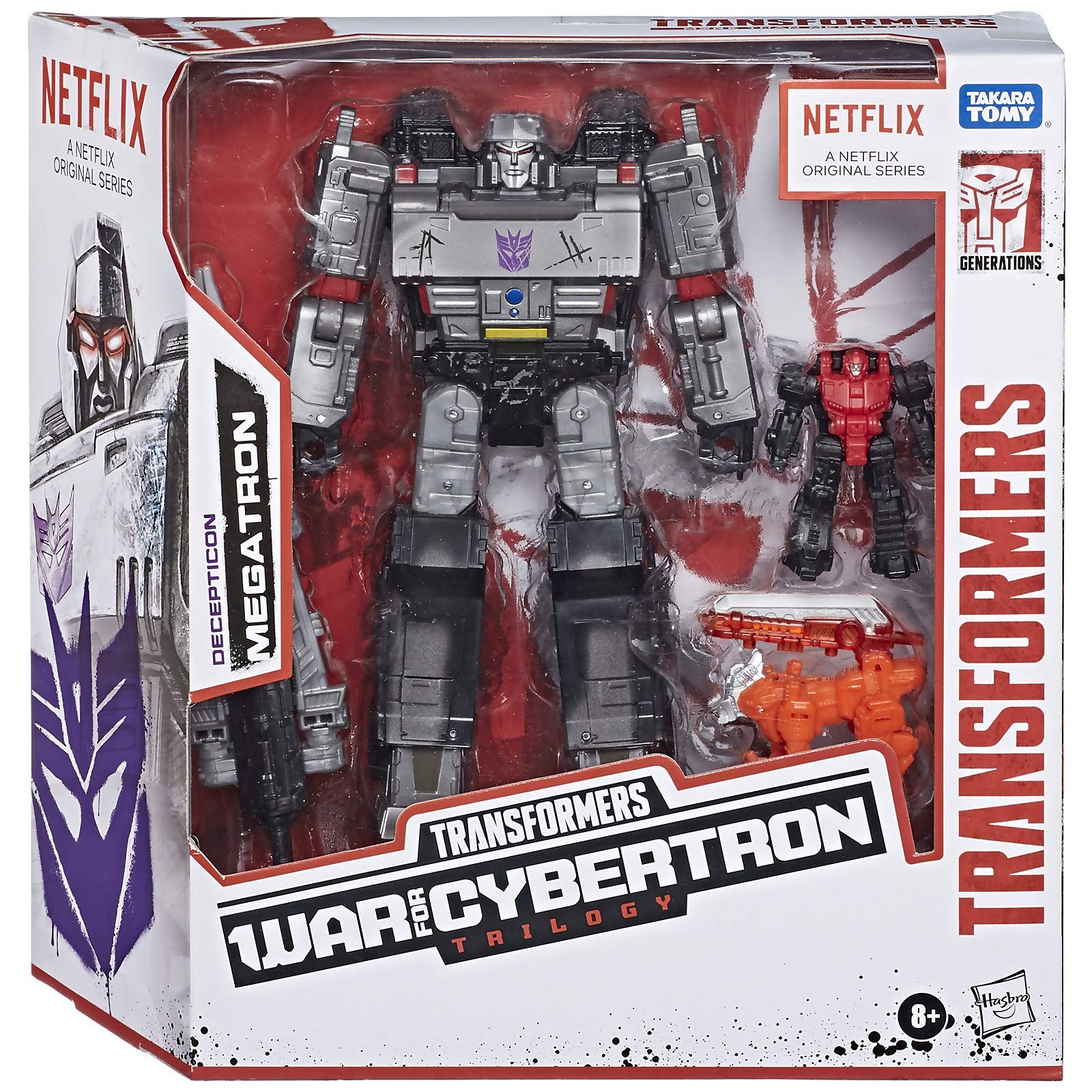 Transformers Netflix War for Cybertron Trilogy Voyager Class Megatron Action Figure 3-Pack with Pinpointer & Lionizer - Collectible Robot Toys for Display, Gifts, and Epic Battle Scenes