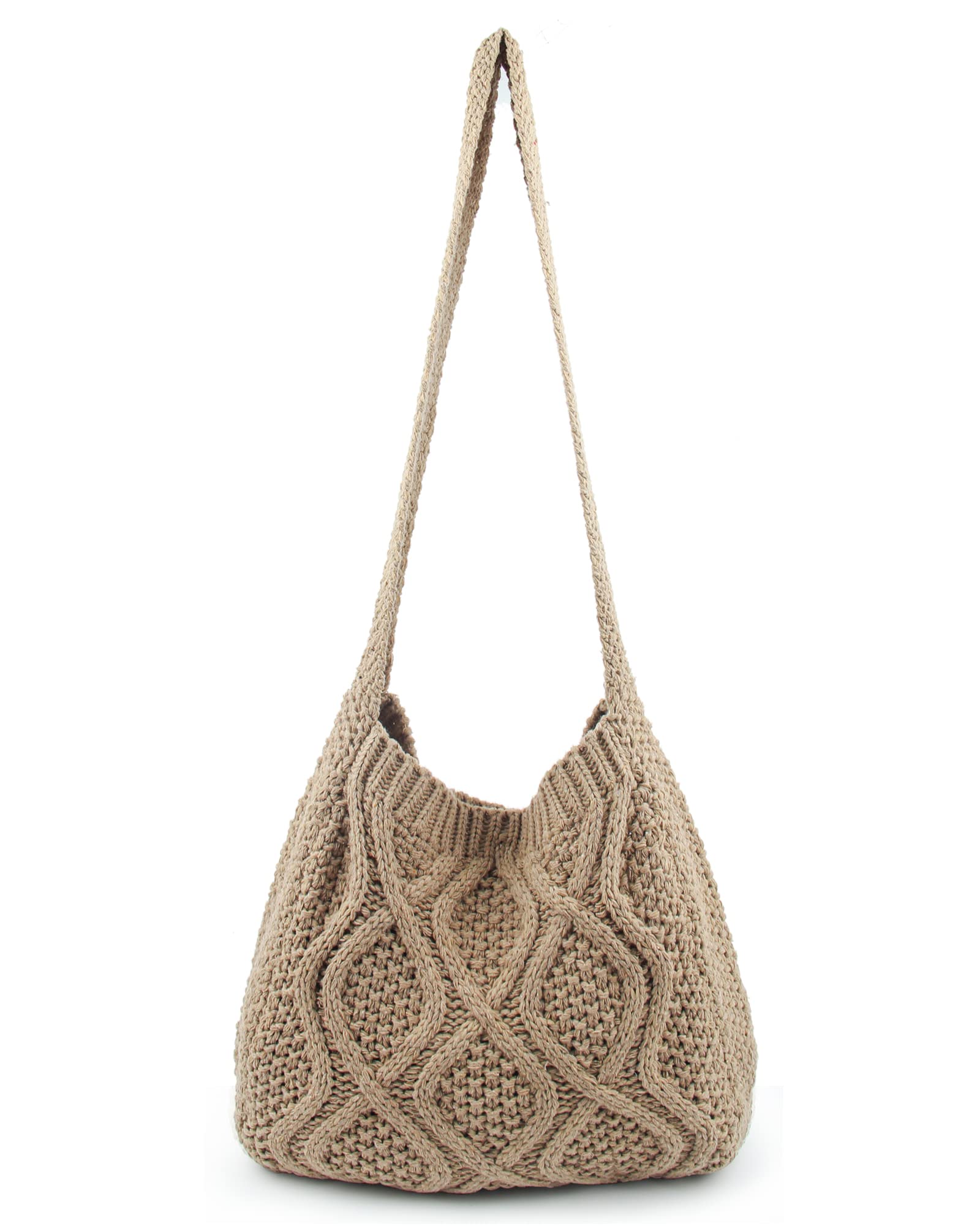 ENBEI Women's Crochet Shoulder Handbag - Stylish Canvas Tote Bag for Shopping, Beach & Daily Use | Aesthetic Cute Purse for Women | Perfect Gift Idea