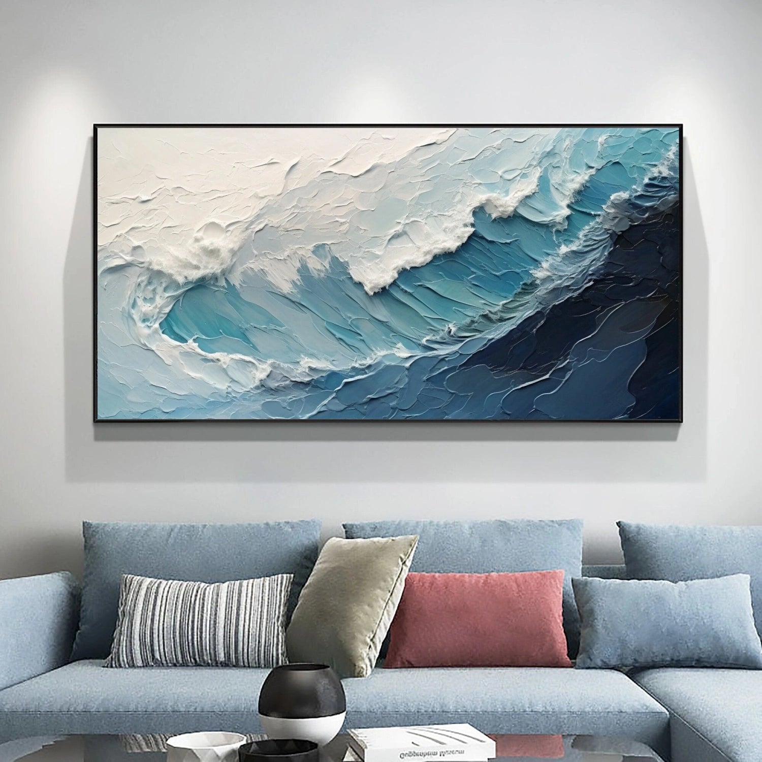 Ocean and Sky Painting #OS 241 - Handmade Canvas Wall Art for Home Decor, Office & Living Room - Coastal Landscape Artwork for Beach House & Modern Interior Design
