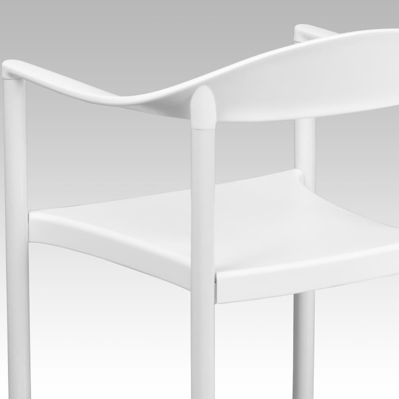 FLASH HERCULES Series 1000 lb Capacity White Plastic Stackable Cafe Chairs - Heavy Duty Commercial Restaurant & Outdoor Dining Furniture for Restaurants, Cafes, and Events