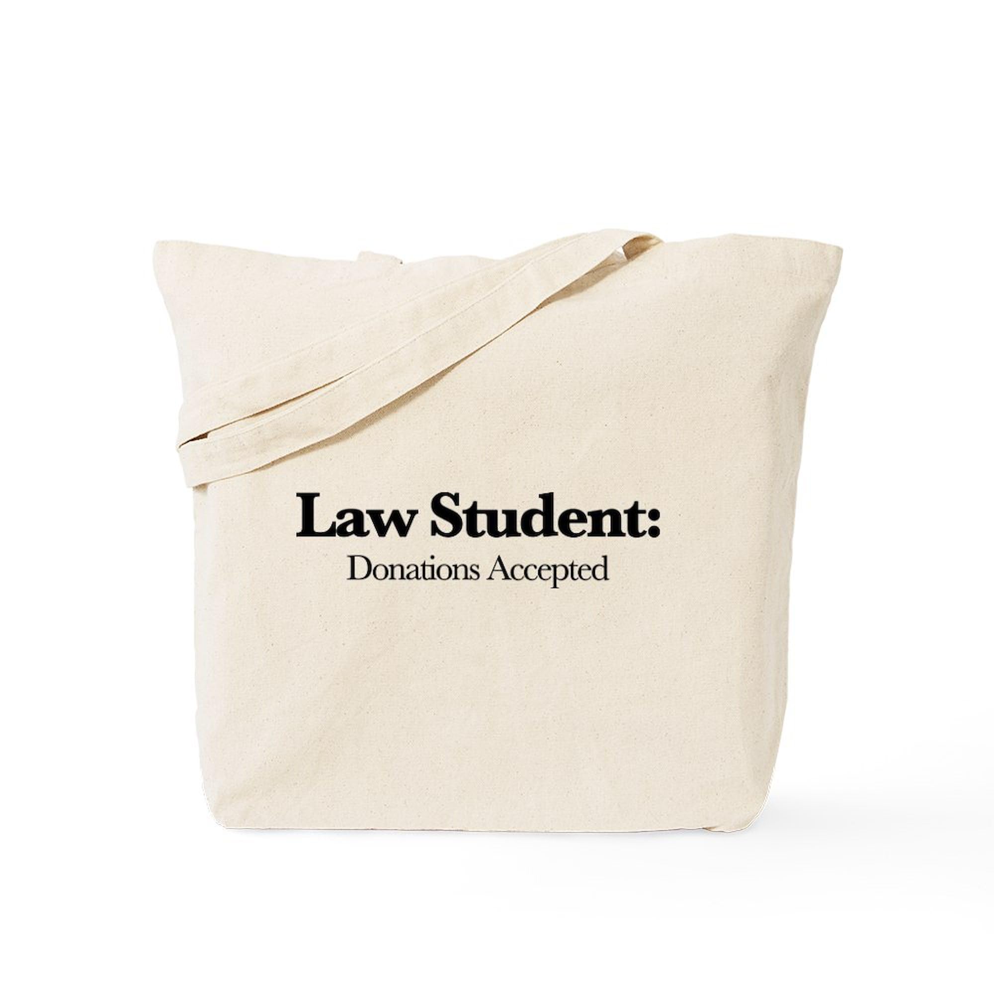 Law Student Donations Accepted Tote Bag - Natural Canvas Reusable Shopping Bag for School, Groceries & Eco-Friendly Lifestyle