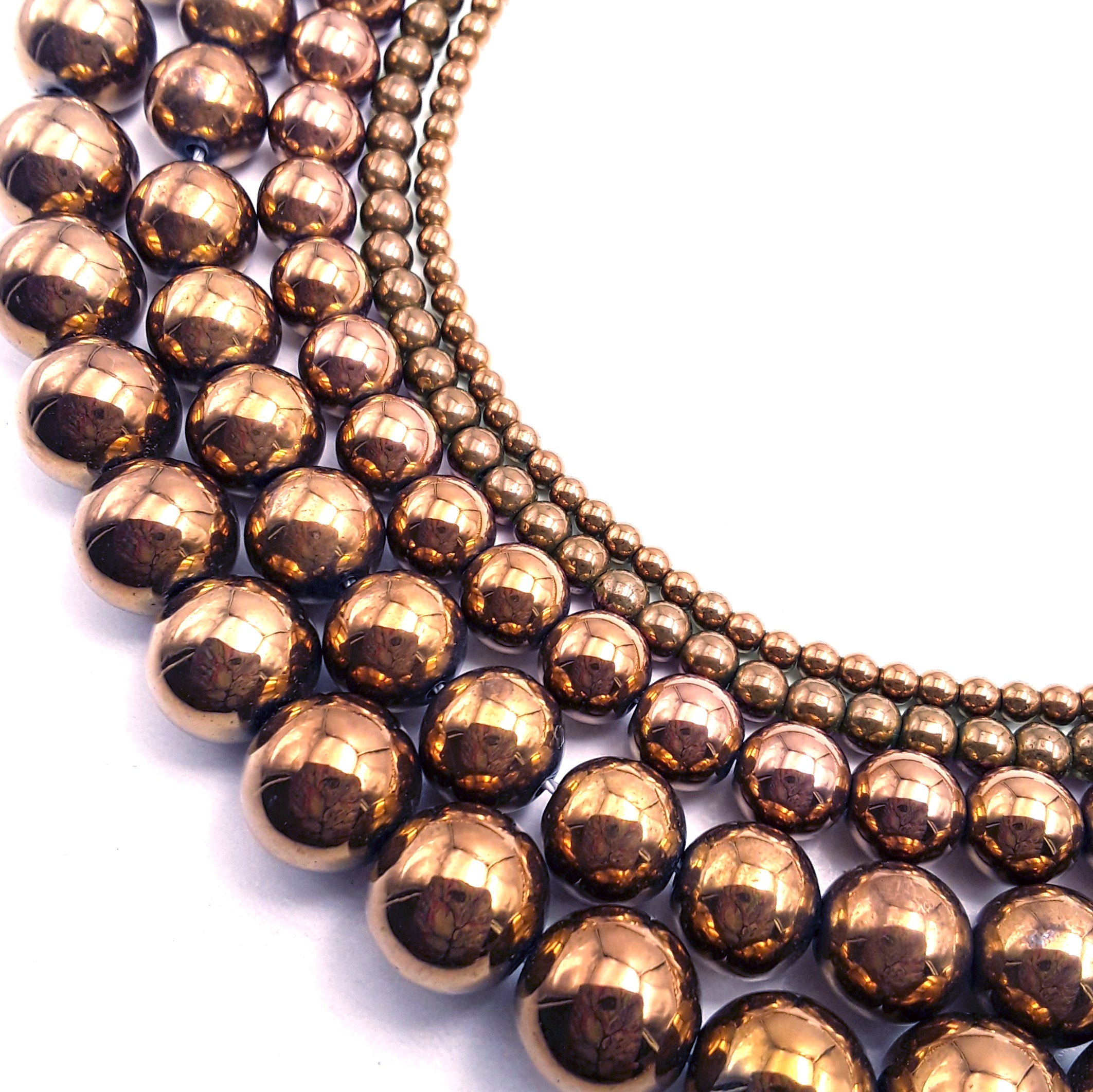 Copper Hematite Smooth Round Beads 2mm-15.5mm for Jewelry Making - DIY Bracelets, Necklaces & Craft Projects - 15.5 Inch Strand Beading Supplies