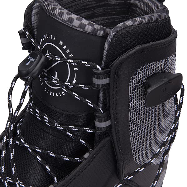 Hyperlite Remix Kids Wakeboard Bindings - Black/Grey Size 12K-2 | Youth Wakeboard Boots for Water Sports | Perfect for Lake Riding & Wakeboarding Lessons
