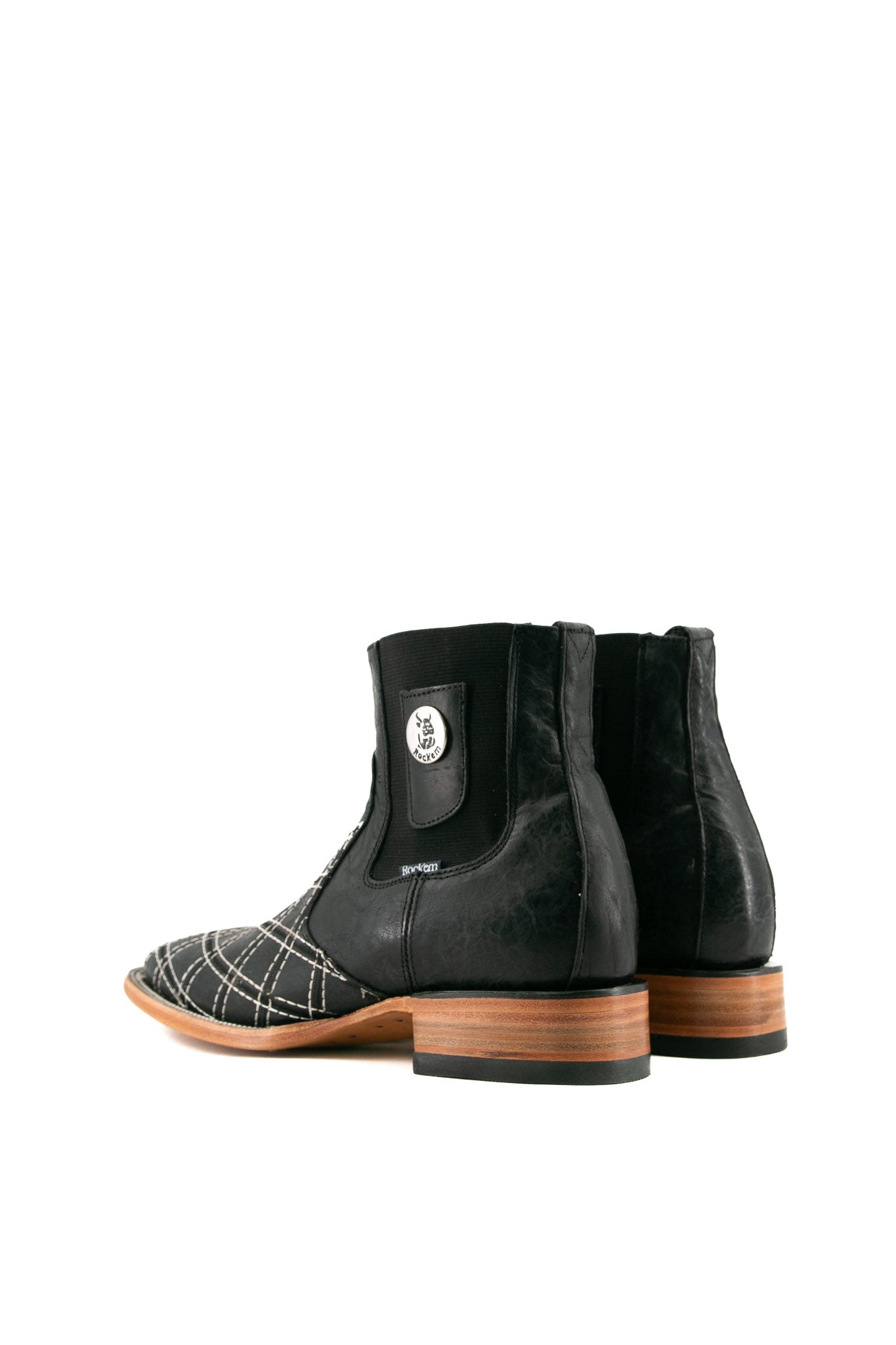 Men's Patchwork Square Toe Ankle Boots - Fashionable Cowboy Western Boots for Men - Perfect for Casual Wear, Country Music Festivals & Outdoor Adventures