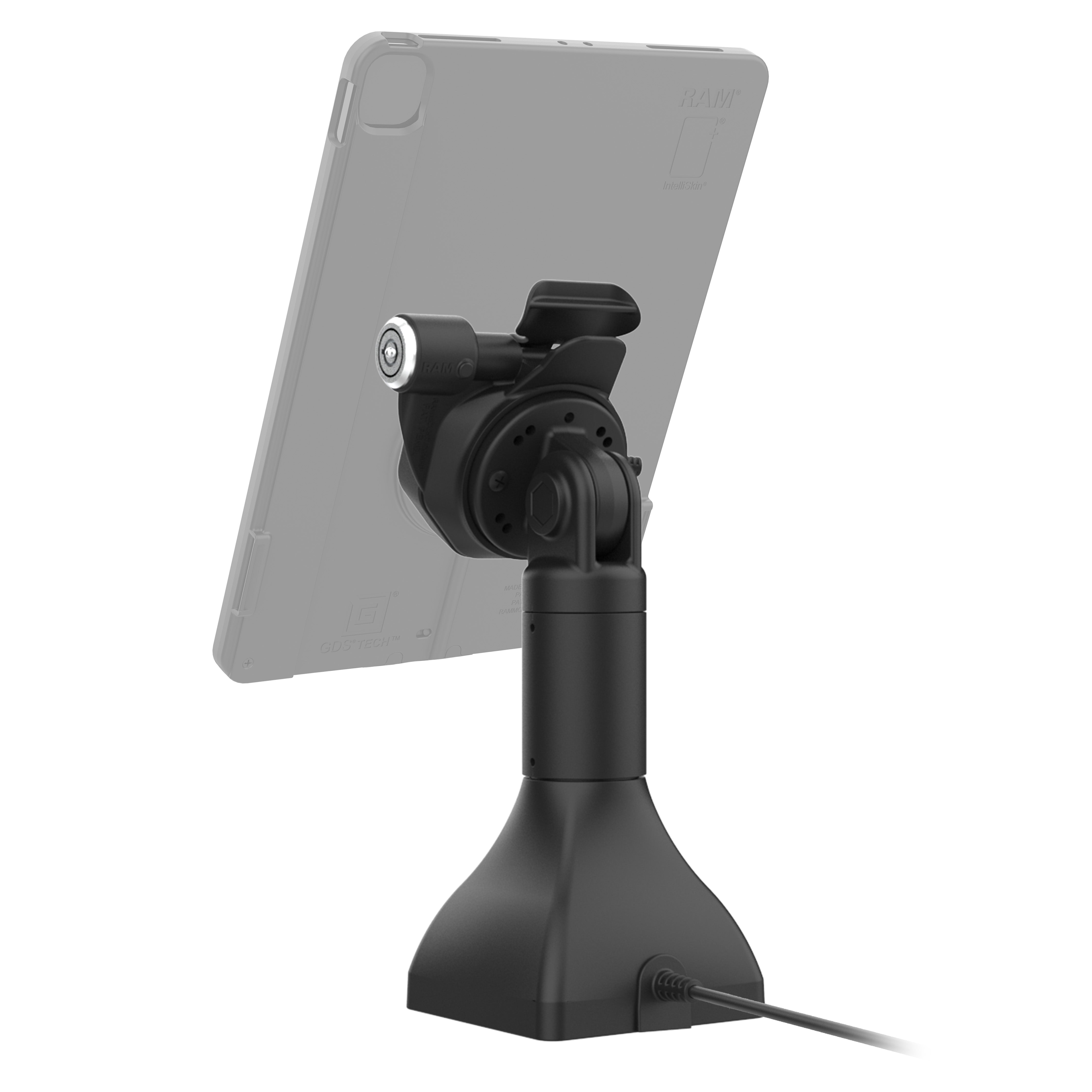 GDS® Uni Conn™ Powered 7-Locking Pedestal Dock with PoE - Secure Charging Station for Multiple Devices | Ideal for Office, Conference Rooms & Workspaces (RAM GDS DOCKLR D11 7 U3E)