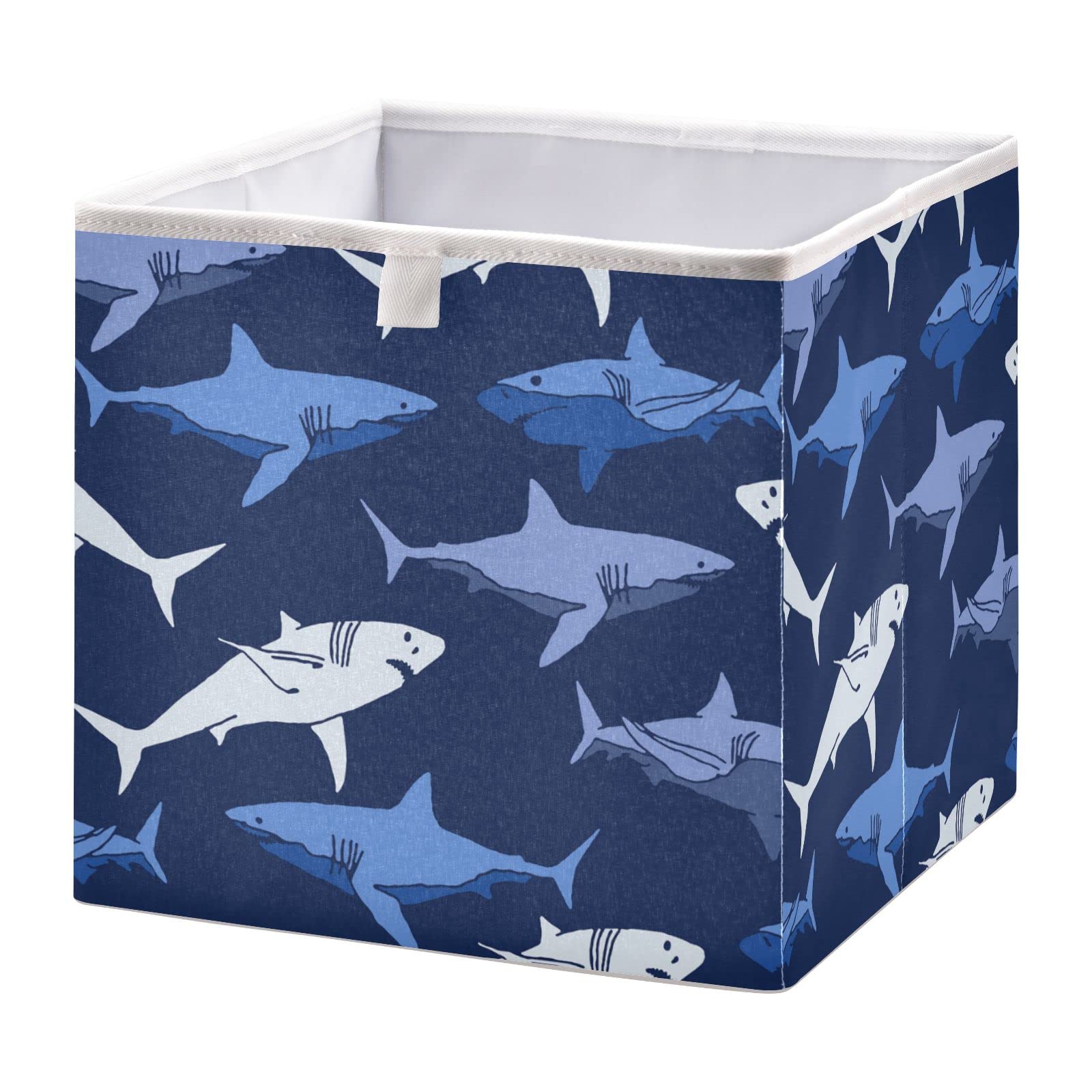 Foldable Waterproof Storage Cube Bin - Abstract Shark Design for Nursery, Kids Closet, Playroom & Office Organization (15.75x10.63x6.96 inches) - Perfect for Toys, Books & Home Decor Storage