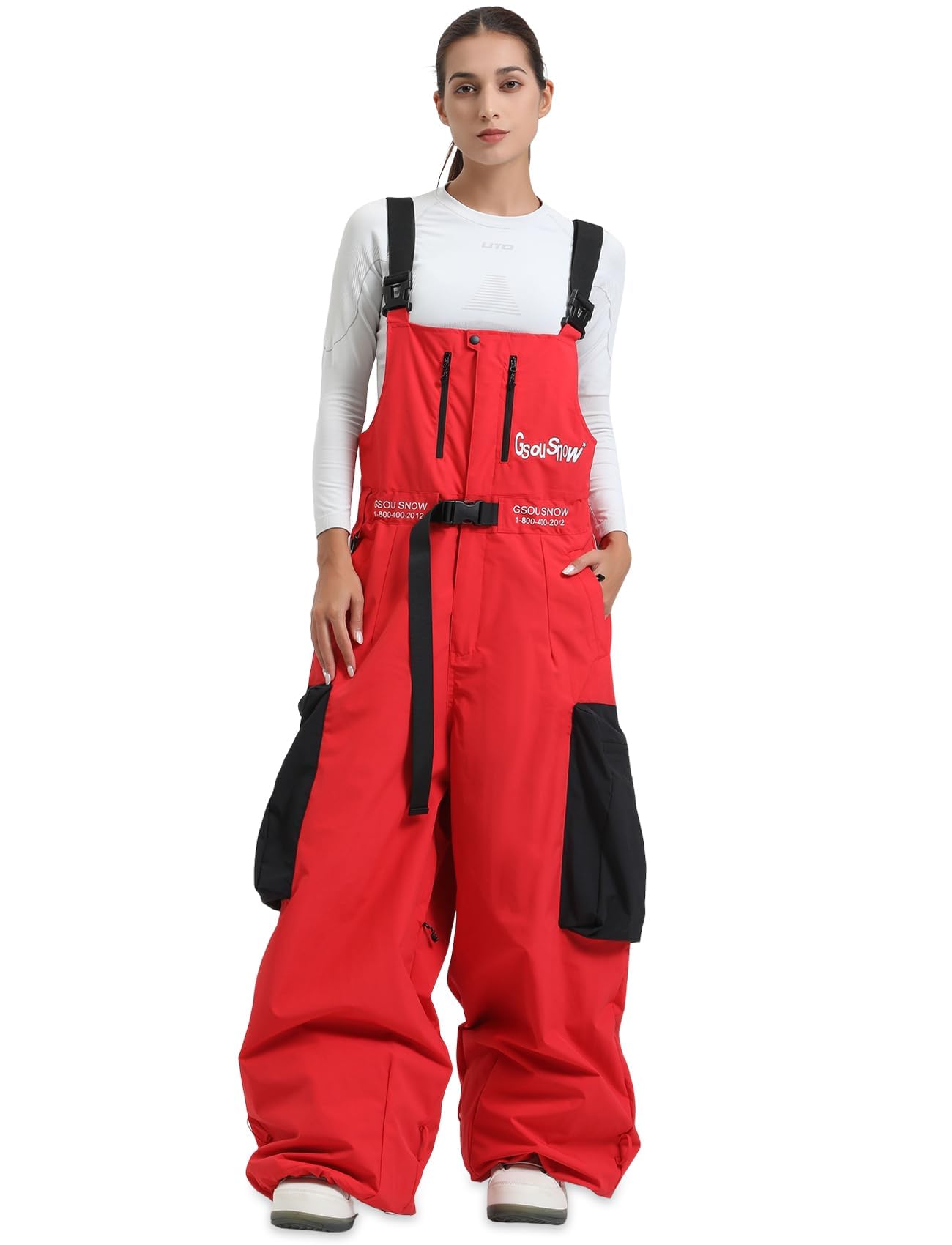 GSOU SNOW Baggy Snowboard Bibs for Women & Men - Insulated Loose Fit Ski Pants Overalls for Winter Outdoor Sports | Waterproof Snowboarding, Skiing, Snow Tubing & Cold Weather Activities