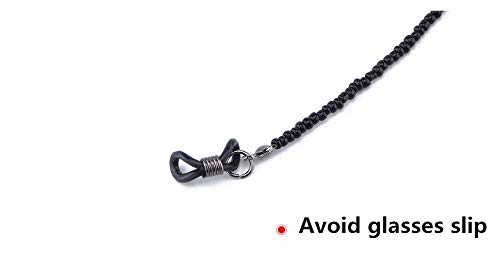 Stylish All Black Eyeglass Chain with Black Beads - Secure Sunglasses & Reading Glasses - Anti-Slip Design by Dhoptical - Perfect for Work, Reading & Outdoor Activities