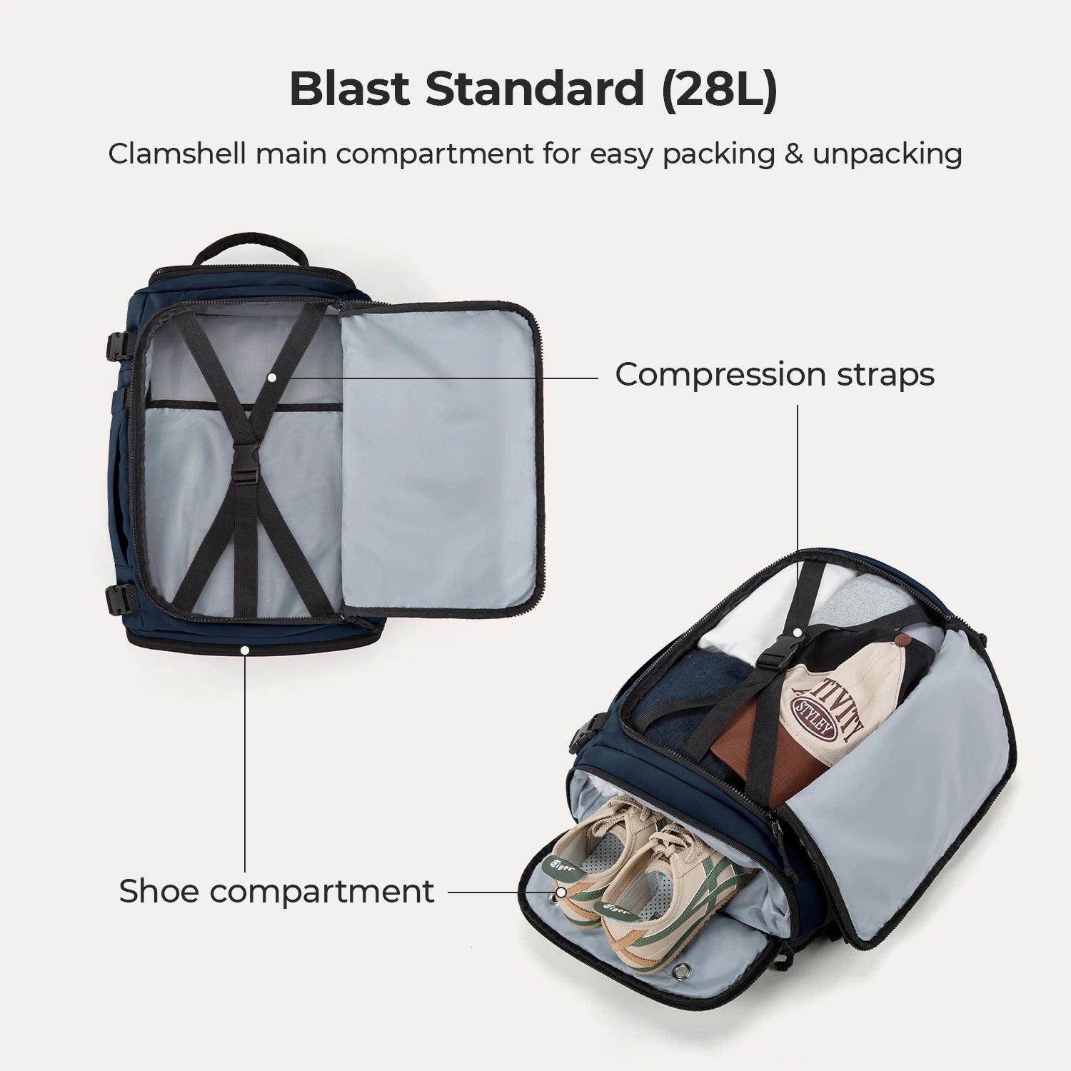 Blast Travel Backpack - Lightweight Waterproof Carry-On Backpack for Men & Women - Perfect for Airplane, Hiking, Camping & Daily Commute