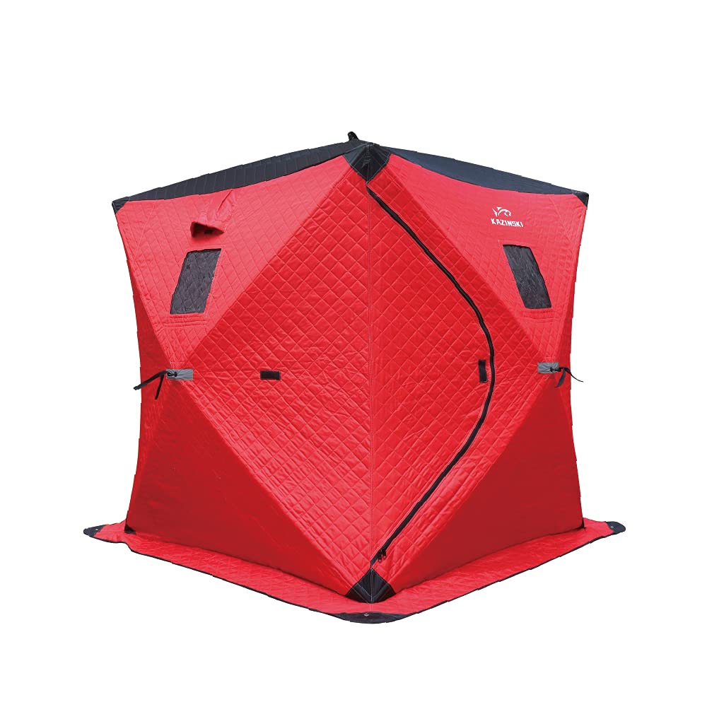 KAZINSKI 3-Person Insulated Ice Fishing Tent - Portable Thermal Shelter for Winter Fishing, Windproof & Waterproof Ice Shanty with Thick Insulated Layer - Perfect for Ice Fishing, Camping, and Outdoor Adventures