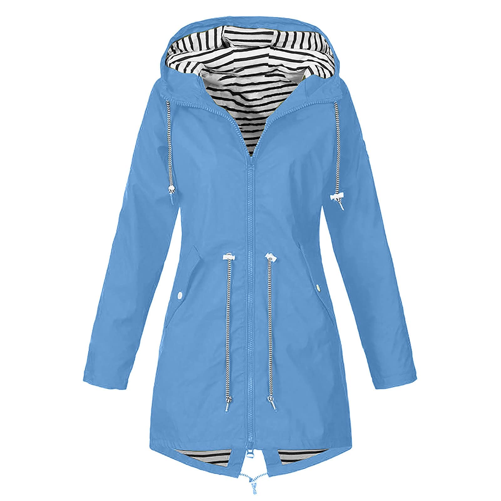 Women's Waterproof Windbreaker Jacket - Lightweight Raincoat with Hood for Outdoor Travel & Hiking - Plus Size Windproof Rain Jacket for Women - Perfect for Camping, Running & Everyday Wear