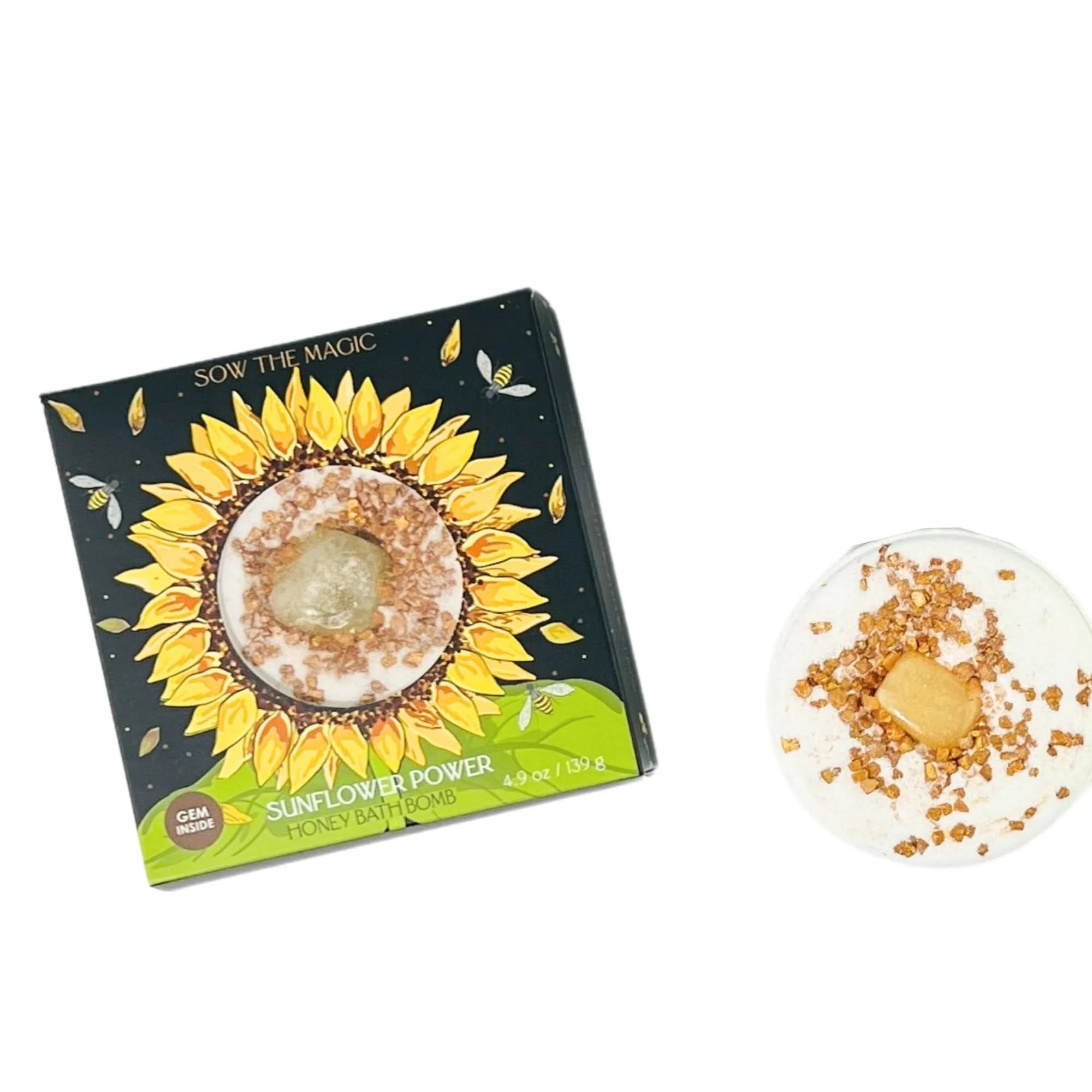 Organic Sunflower Honey Bath Bomb for Relaxation & Skin Hydration - Perfect for Spa Nights, Self-Care Gifts & Stress Relief