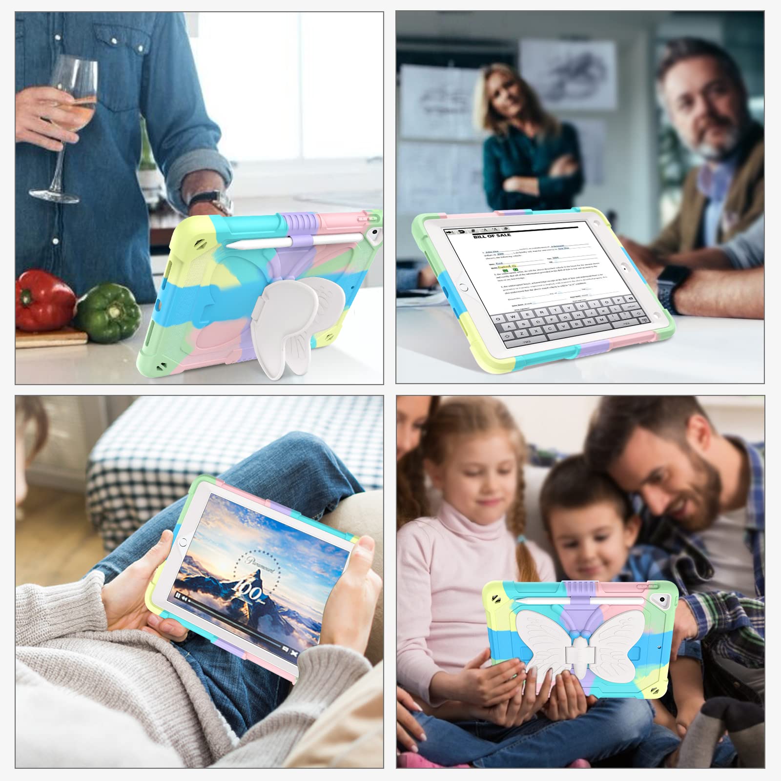 GUAGUA Kids Shockproof iPad Case - Compatible with iPad Air 2, iPad 5th/6th Gen (2017/2018) & iPad Pro 9.7