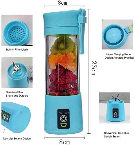 Portable Blender for Smoothies - USB Rechargeable Personal Blender Cup, Mini Fruit Mixer & Juicer for Home, Office, Gym & Travel - Compact Electric Blender (Blue) | Perfect for Healthy Drinks, Protein Shakes & Meal Prep On-The-Go