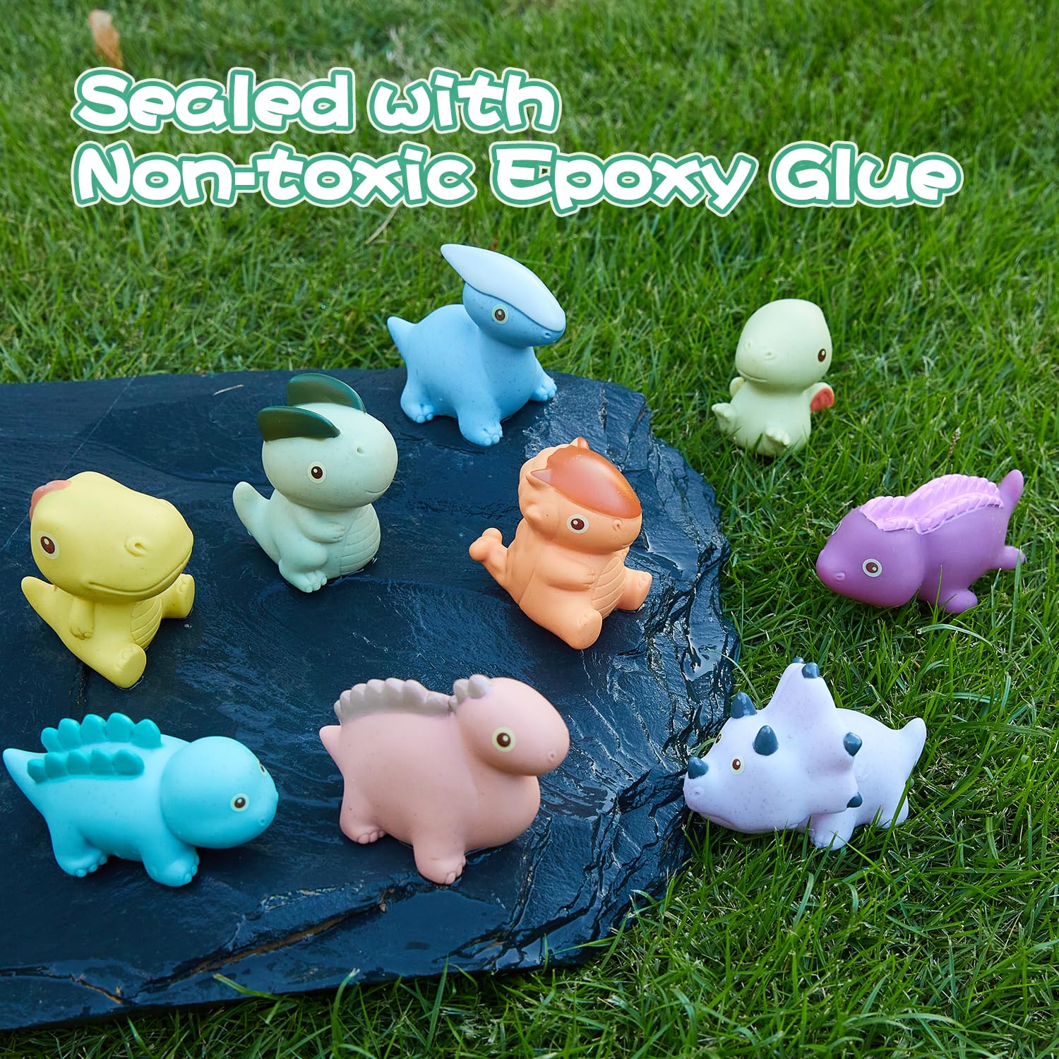 Non-Toxic Dinosaur Bath Toys 9 Pack - Safe Floating Pool Toys for Babies 6-12 Months & Toddlers 1-3 Years | Mold-Free, No Holes Design | Perfect Birthday Gift for Boys & Girls | Fun Bathtime & Pool Playtime