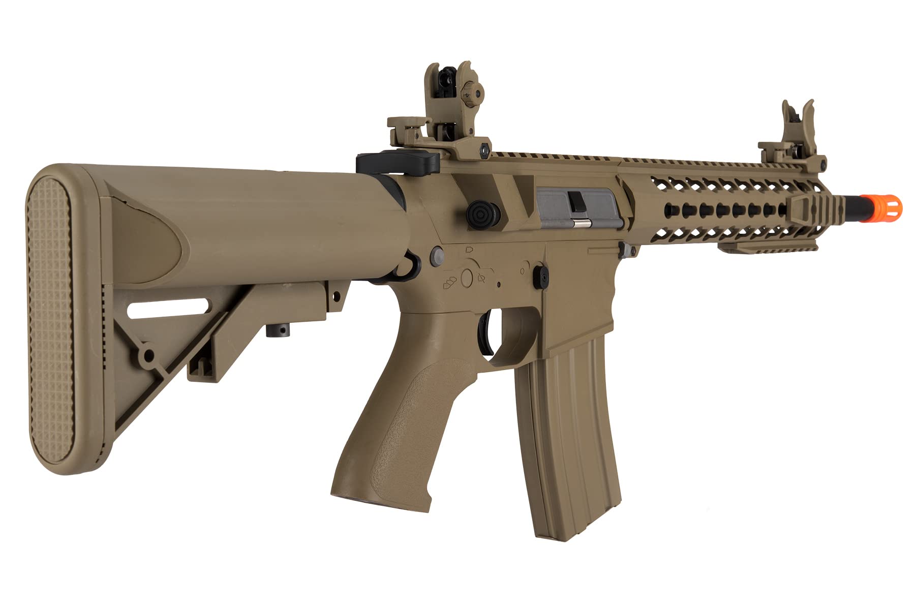 Lancer Tactical GEN 2 M4 Custom Body AEG Metal Gear Electric Airsoft Rifle - Tan | High Performance Airsoft Gun for Outdoor Combat & Tactical Training