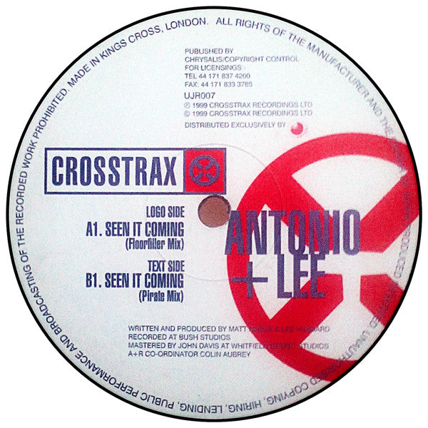 Antonio + Lee - Seen It Coming Vinyl Record (Union Jack Records UJR007) - Limited Edition British Rock Music for Collectors & DJs - Perfect for Home Listening & Music Enthusiasts